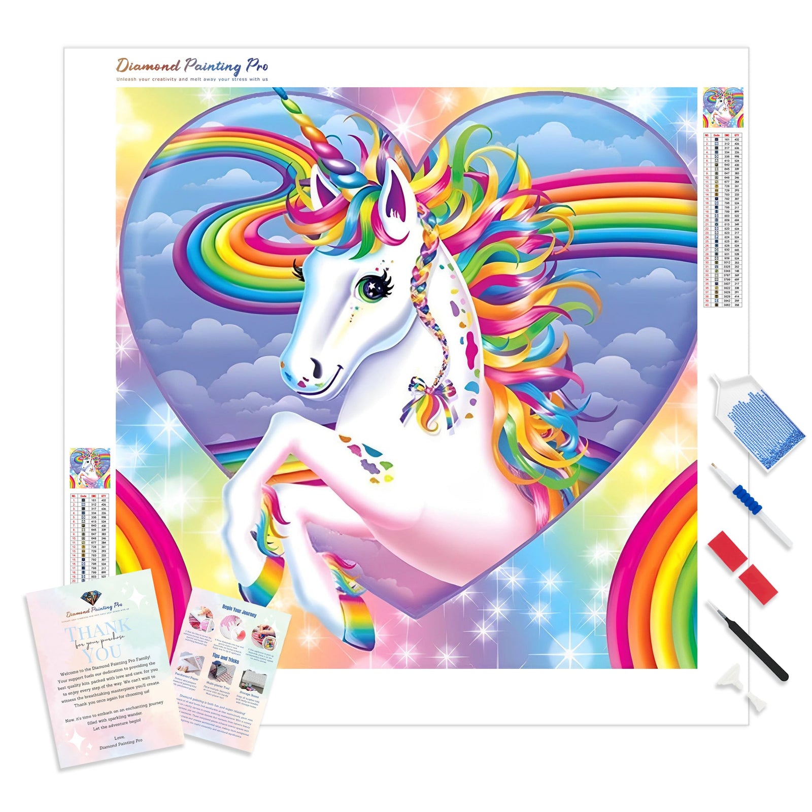 Dream Colored Unicorn | Diamond Painting Kit - Full Drill - Square or Round Diamonds with AB Drills Option