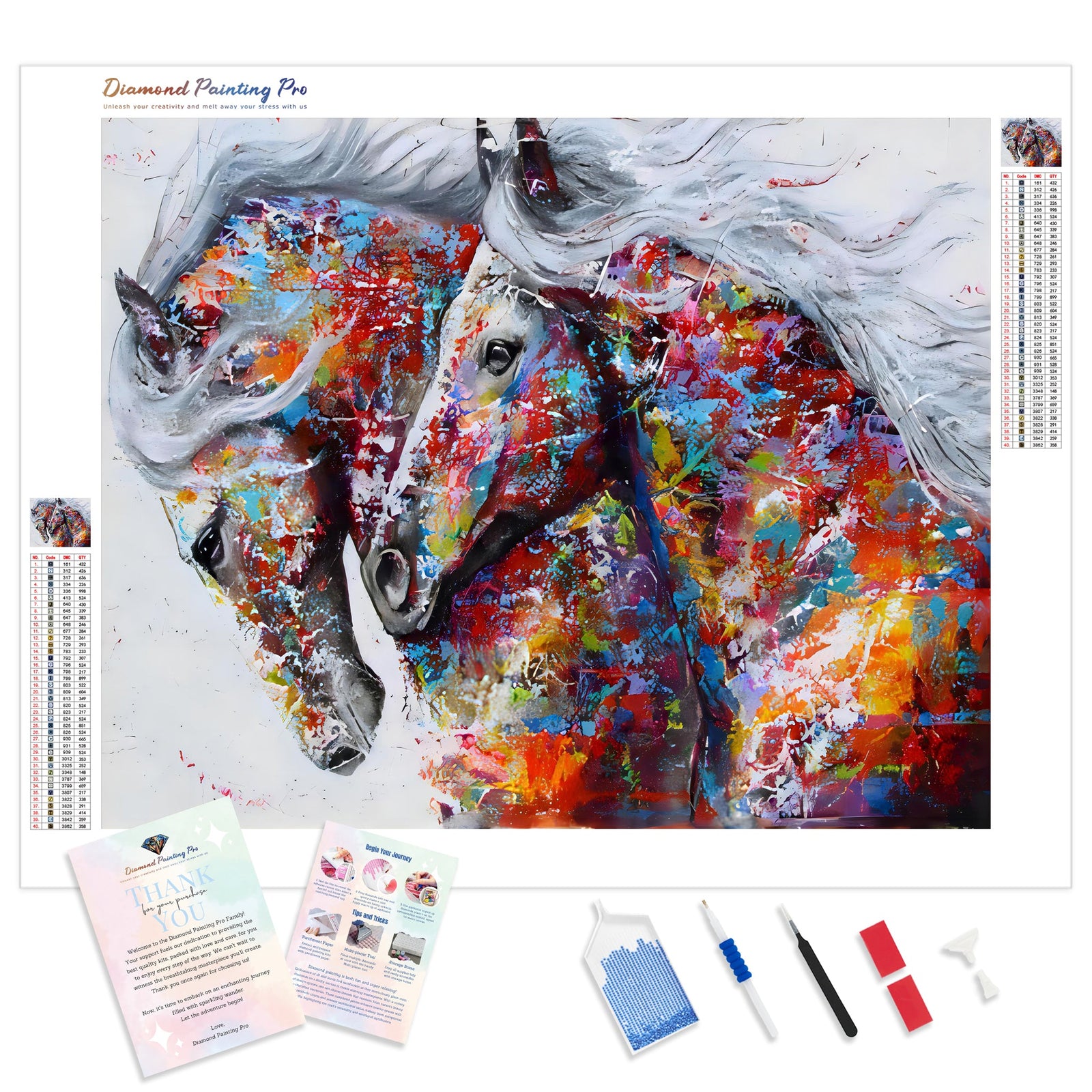 Colorful Horses | Diamond Painting Kit - Full Drill - Square or Round Diamonds with AB Drills Option