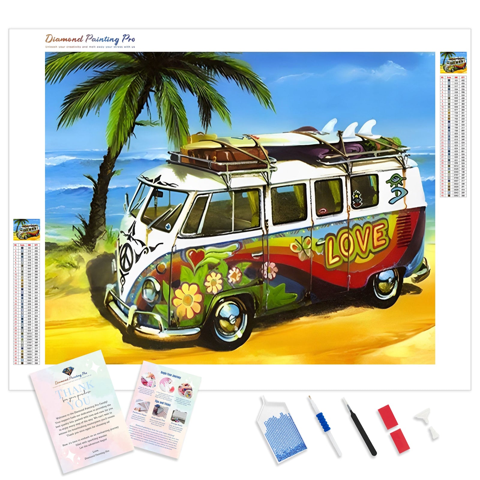 Seaside Bus Rhinestone | Diamond Painting Kit - Full Drill - Square or Round Diamonds with AB Drills Option