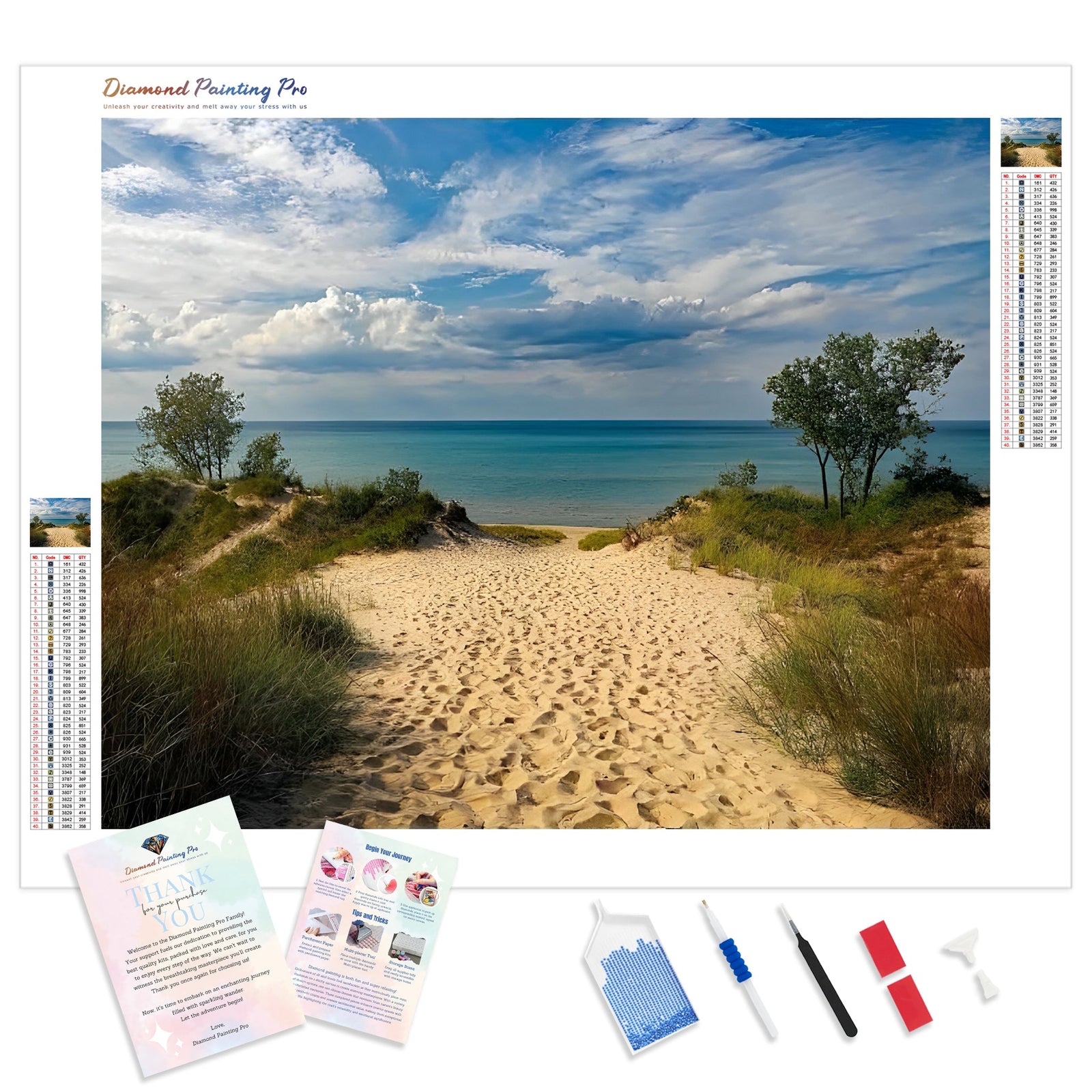 Beach Path | Diamond Painting Kit - Full Drill - Square or Round Diamonds with AB Drills Option