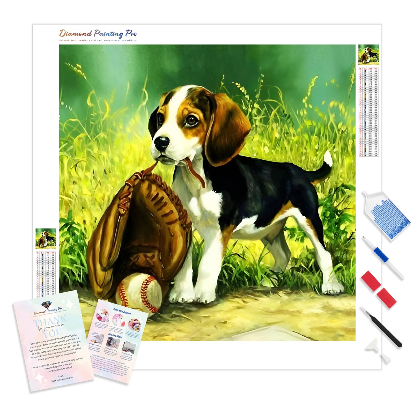 Dogs and Baseball | Diamond Painting Kit - Full Drill - Square or Round Diamonds with AB Drills Option