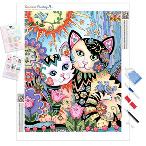 Cartoon Abstract Colorful Cats Lover | Diamond Painting