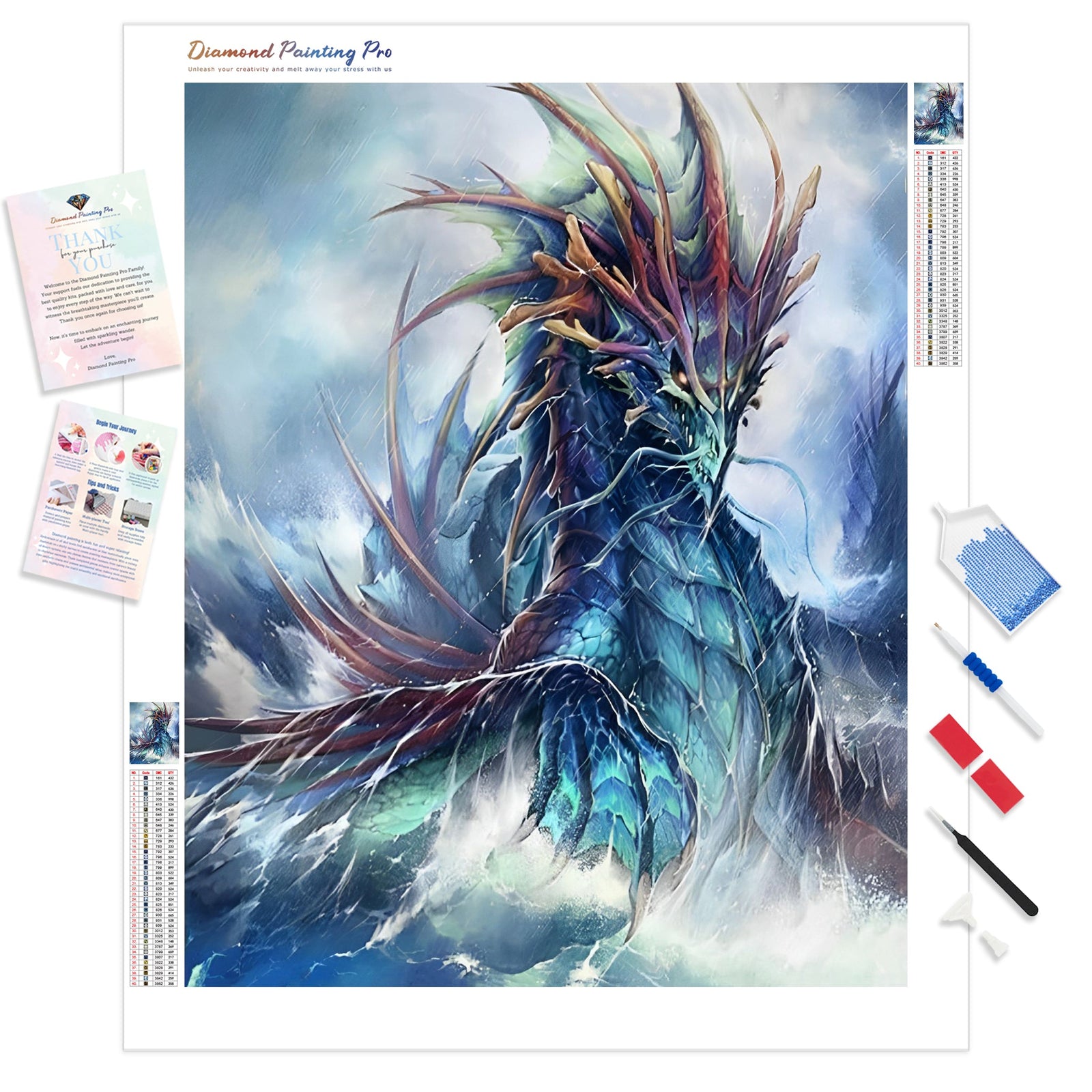 Magic Cool Dragon On The Sea | Diamond Painting Kit - Full Drill - Square or Round Diamonds with AB Drills Option