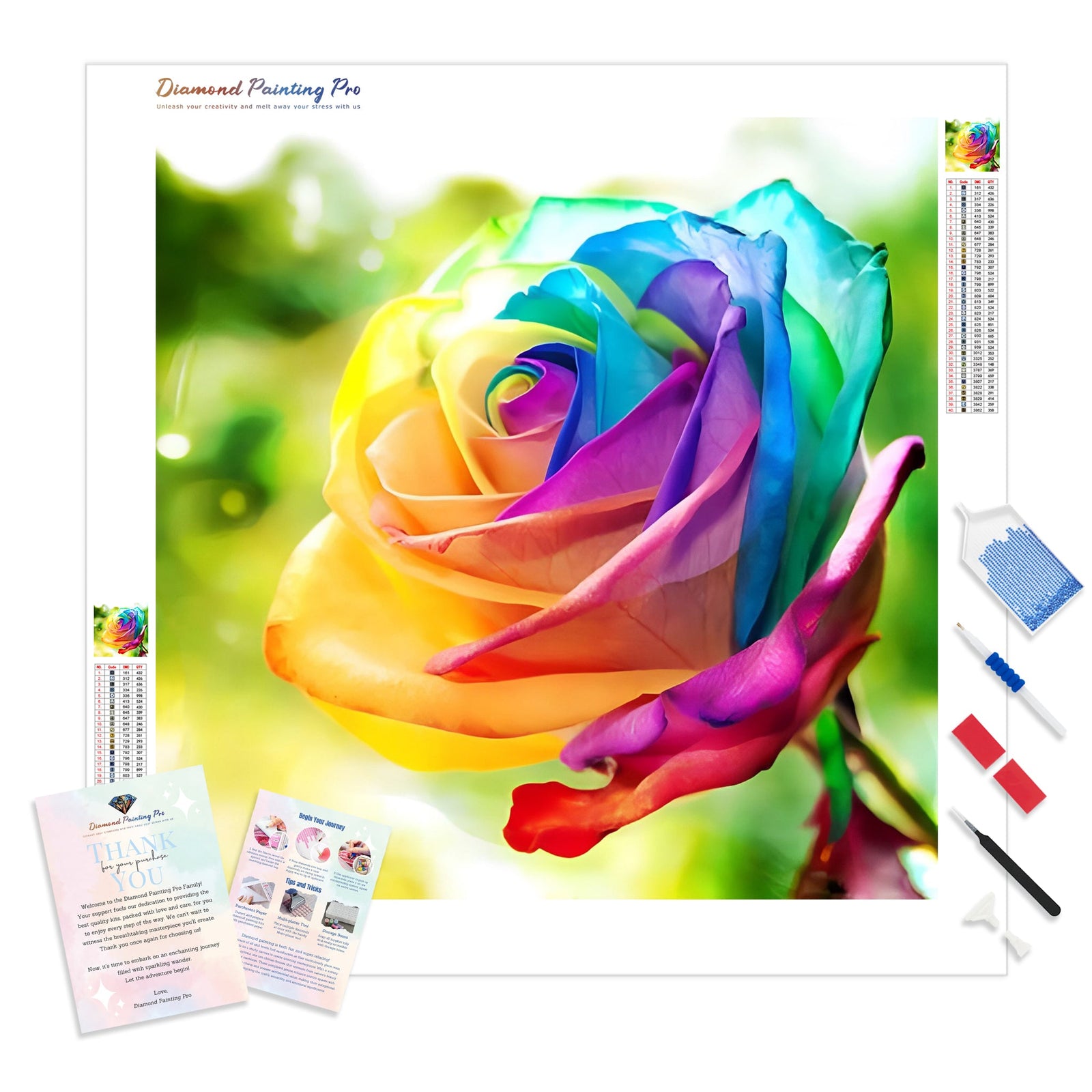 Rainbow Flower | Diamond Painting Kit - Full Drill - Square or Round Diamonds with AB Drills Option