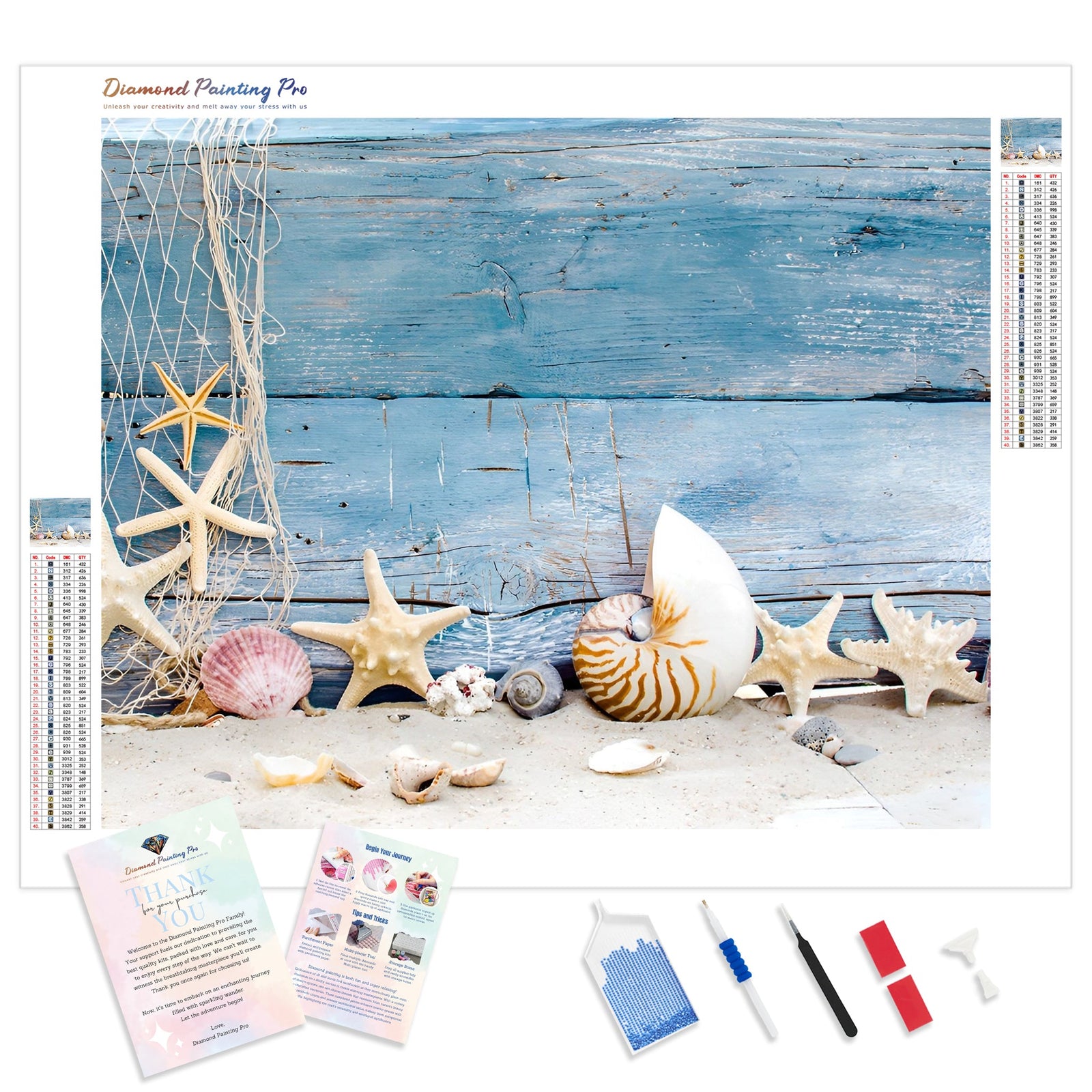 Beach Summer Starfish | Diamond Painting Kit - Full Drill - Square or Round Diamonds with AB Drills Option