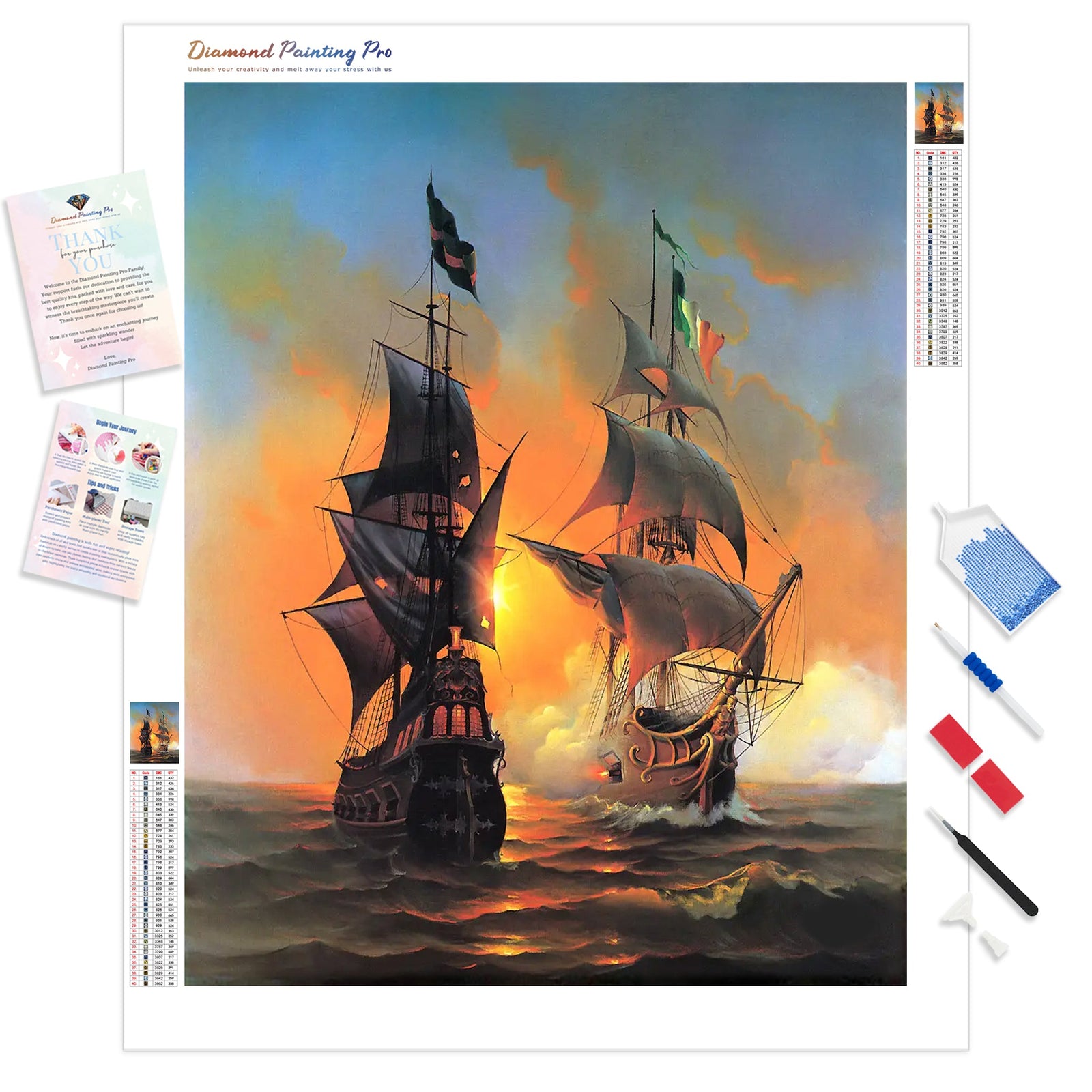 Sailboats Sailing In The Sea | Diamond Painting Kit - Full Drill - Square or Round Diamonds with AB Drills Option