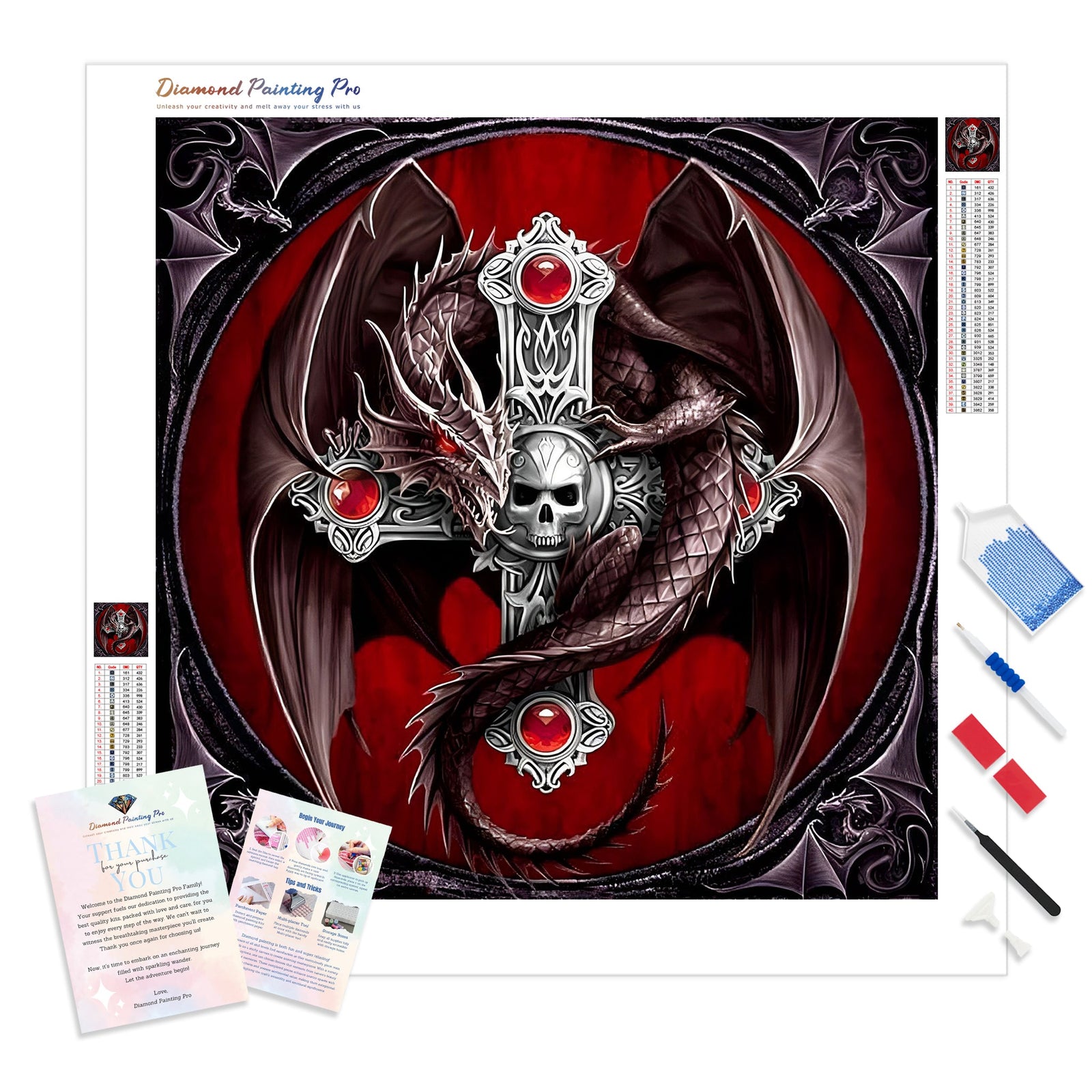 Horrible Skull Dragon | Diamond Painting Kit - Full Drill - Square or Round Diamonds with AB Drills Option