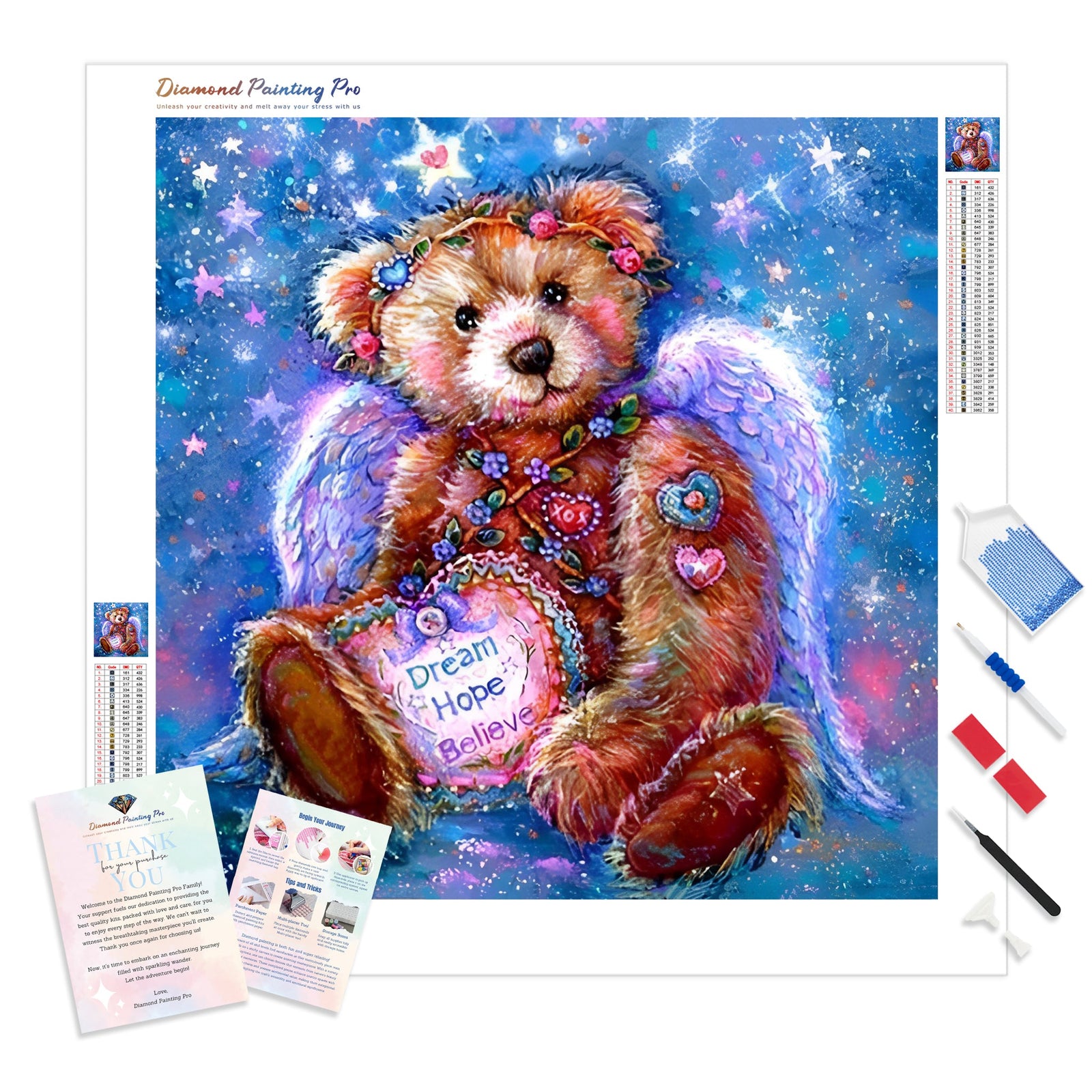 Bedazzled Cartoon Bear Angel | Diamond Painting Kit - Full Drill - Square or Round Diamonds with AB Drills Option