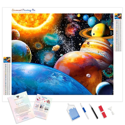 Solar System | Diamond Painting Kit - Full Drill - Square or Round Diamonds with AB Drills Option