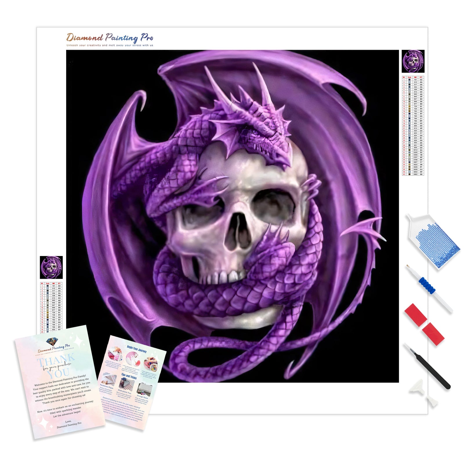 Purple Dragon Skull | Diamond Painting Kit - Full Drill - Square or Round Diamonds with AB Drills Option