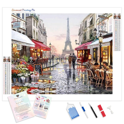 Eiffel Tower Street | Diamond Painting Kit - Full Drill - Square or Round Diamonds with AB Drills Option