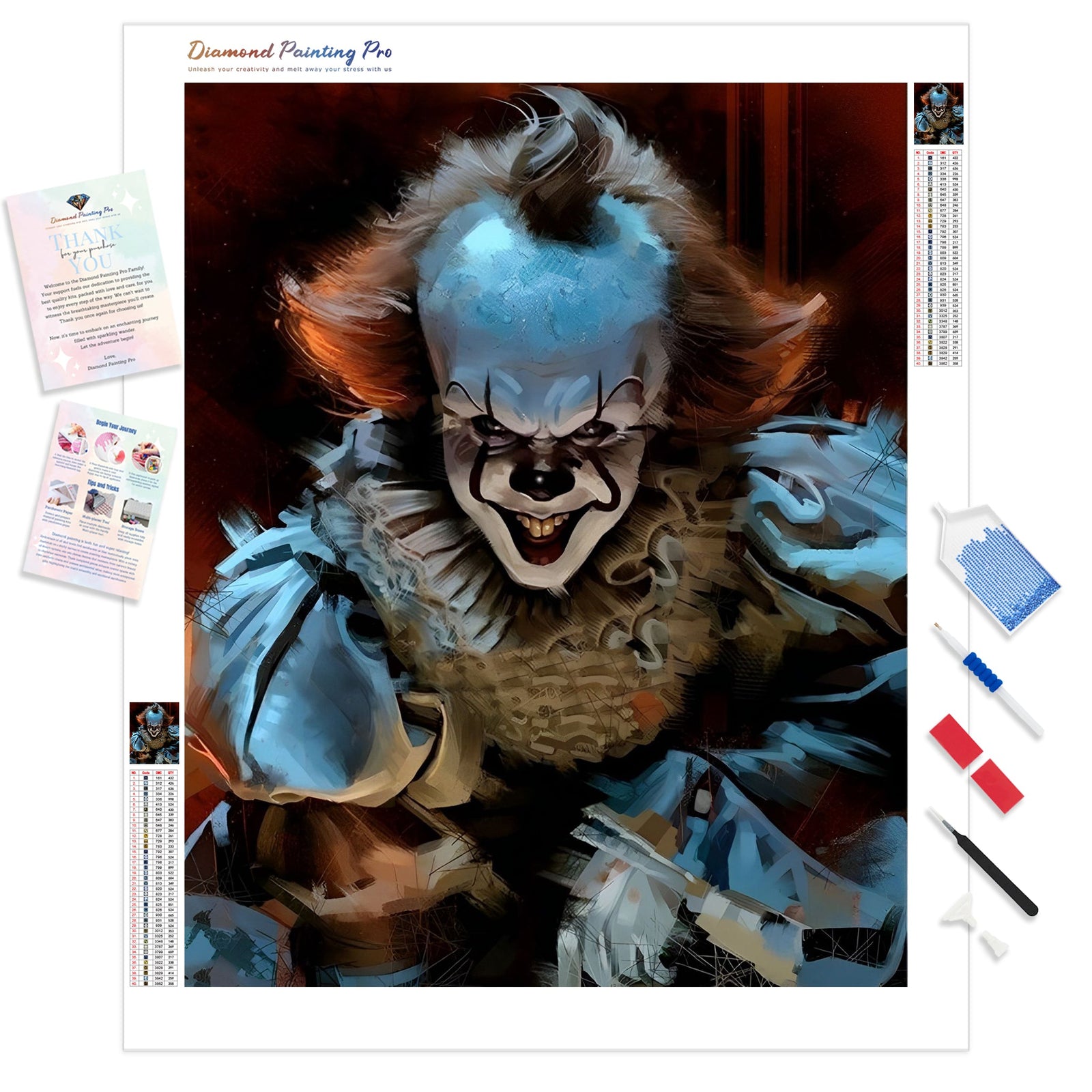 Horror Clown | Diamond Painting Kit - Full Drill - Square or Round Diamonds with AB Drills Option