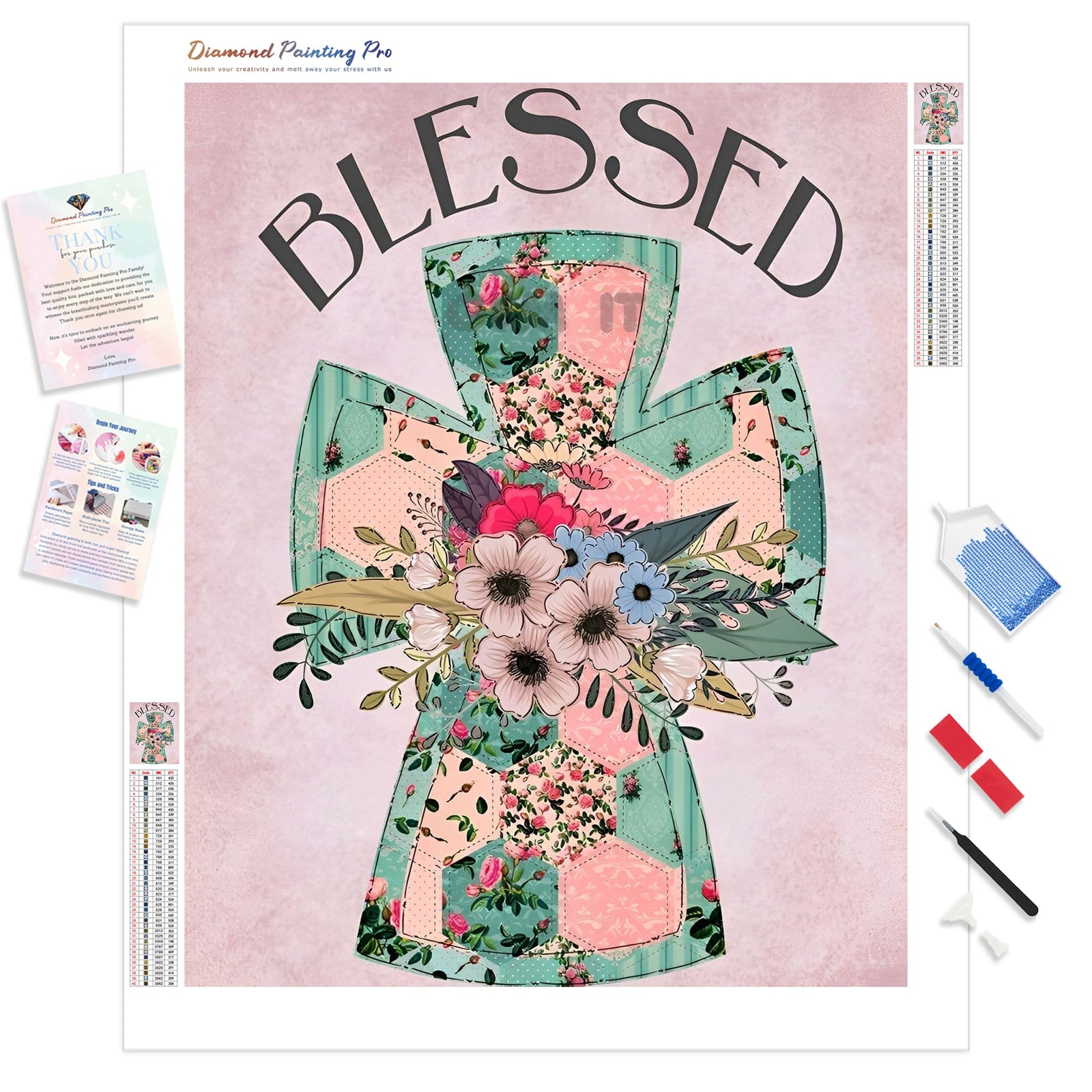 Blessed Cross | Diamond Painting Kit - Full Drill - Square or Round Diamonds with AB Drills Option