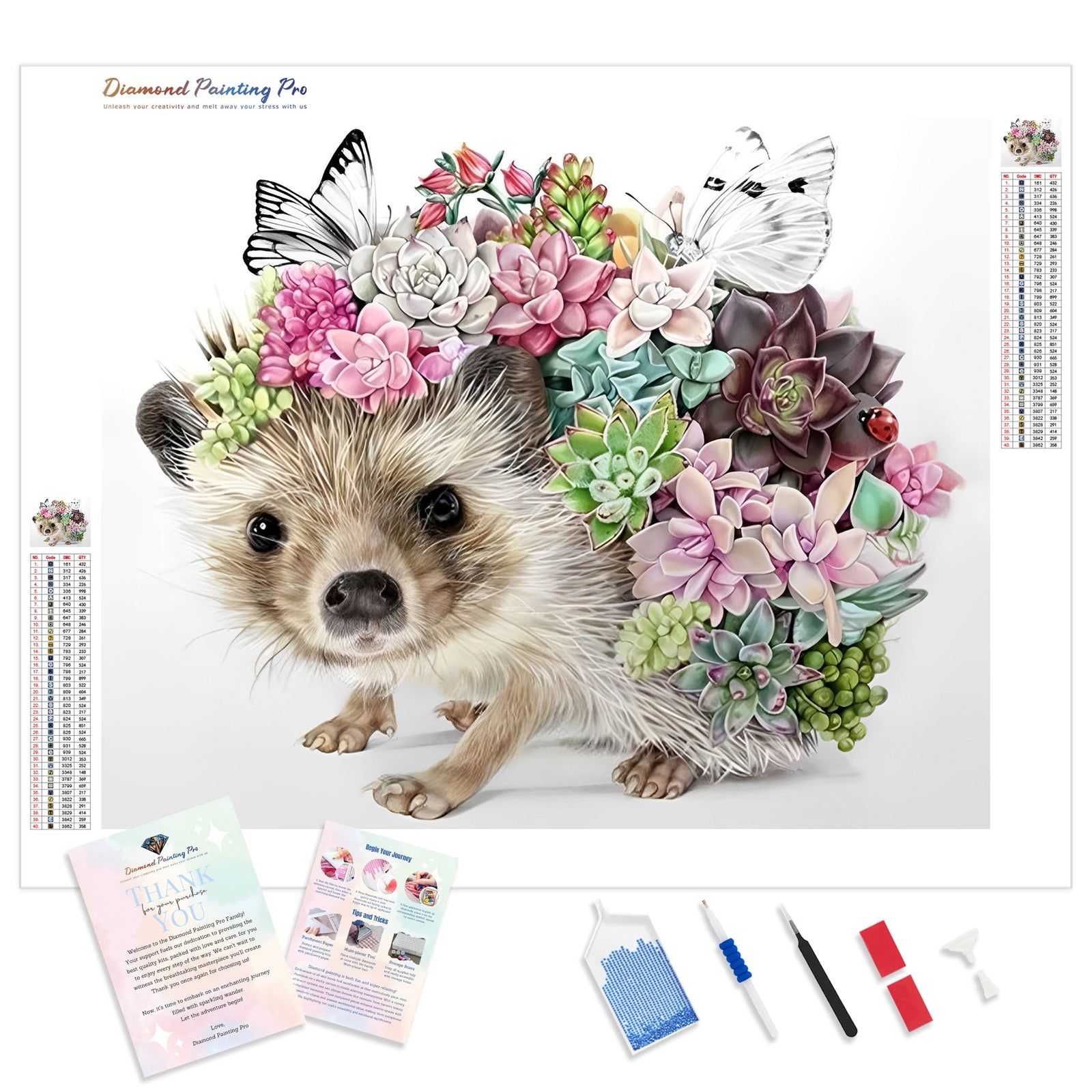 Hedgehog | Diamond Painting Kit - Full Drill - Square or Round Diamonds with AB Drills Option