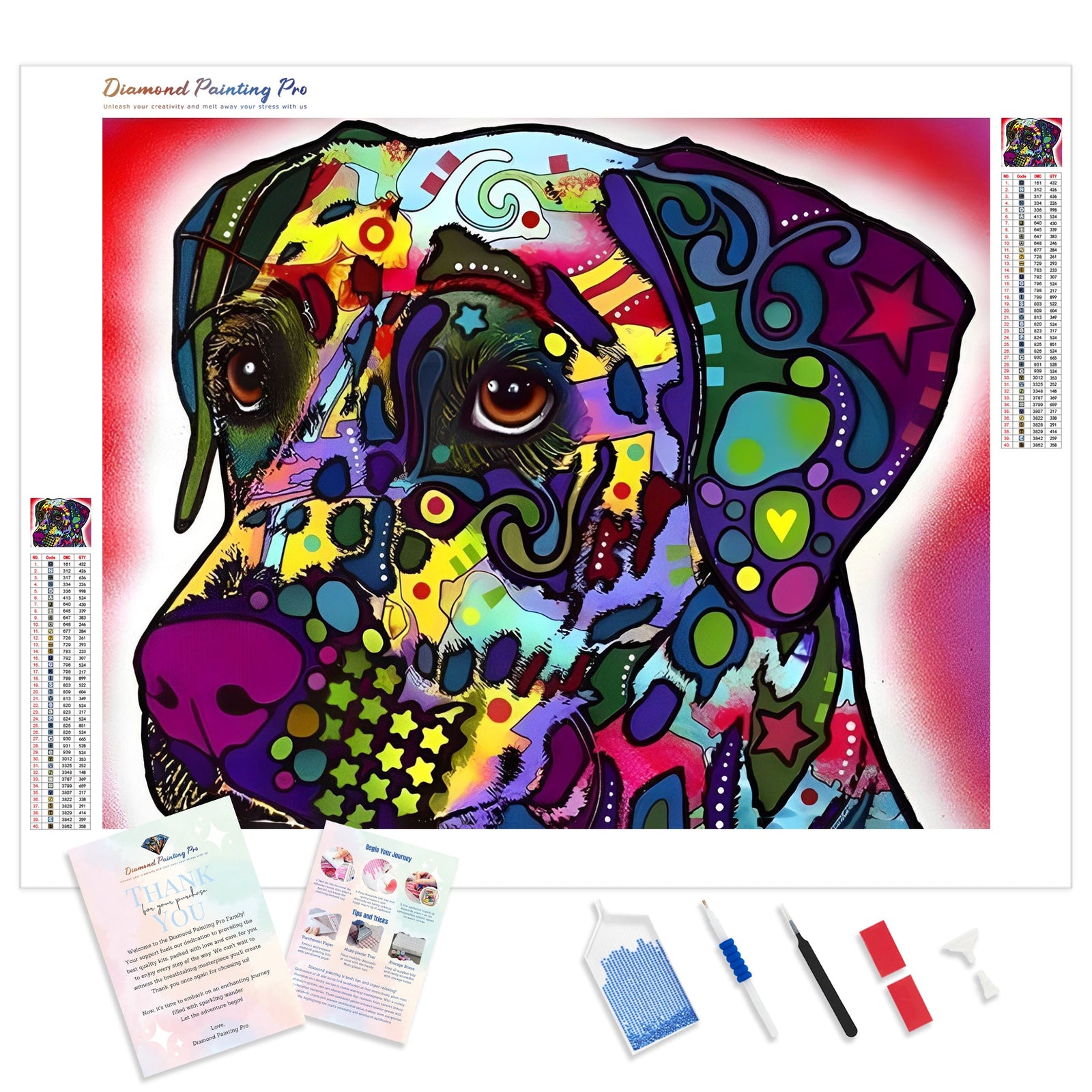 Cartoon Special Colorful Pet Dog | Diamond Painting Kit - Full Drill - Square or Round Diamonds with AB Drills Option