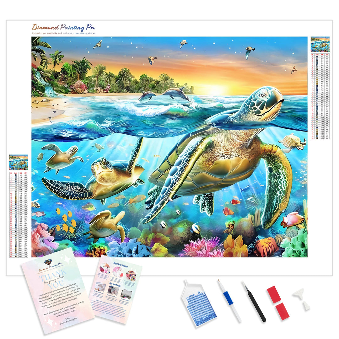 Sea Turtle Diamond Painting  Full Drill – Diamondpaintingpro