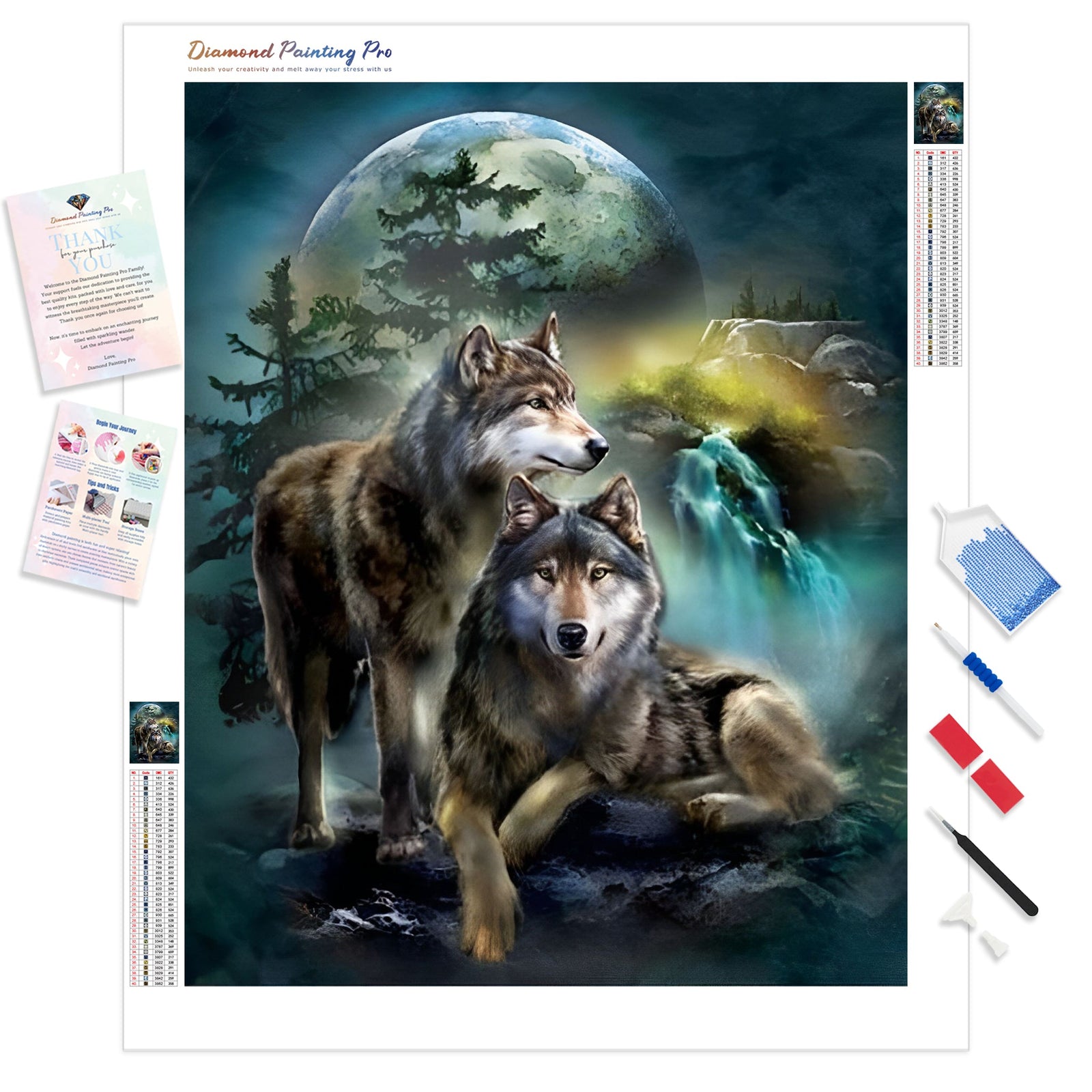 Moon Cool Wolf | Diamond Painting Kit - Full Drill - Square or Round Diamonds with AB Drills Option