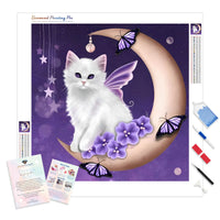 Moon Cat Purple | Diamond Painting