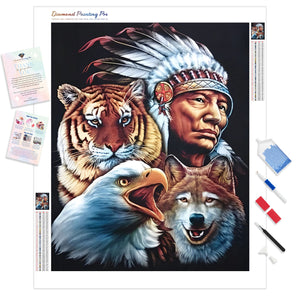 Indian Tiger Eagle Wolf | Diamond Painting