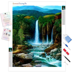 Dream Landscape Mountain Waterfall | Diamond Painting