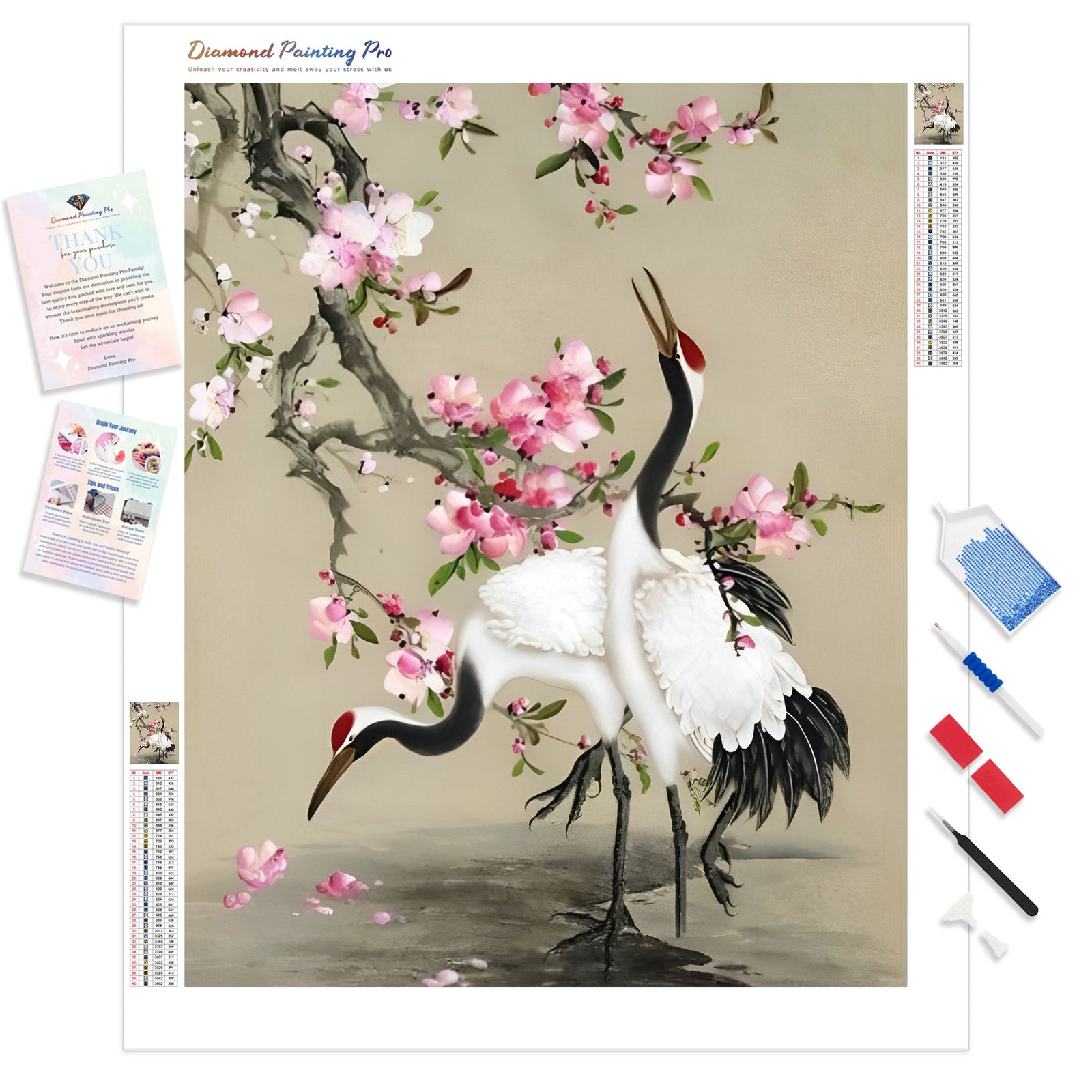 Watercolor Red-Crowned Crane | Diamond Painting Kit - Full Drill - Square or Round Diamonds with AB Drills Option