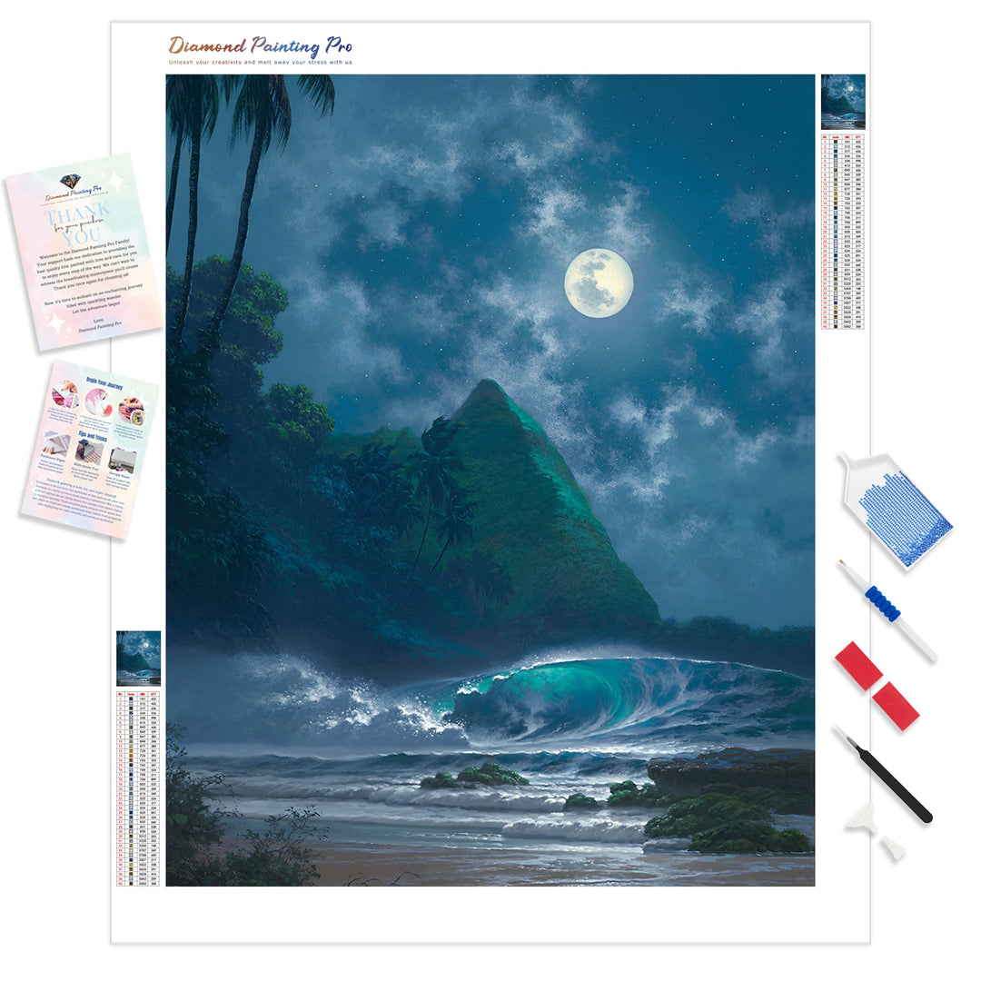 Fantastic Beautiful Moon Beach Summer | Diamond Painting