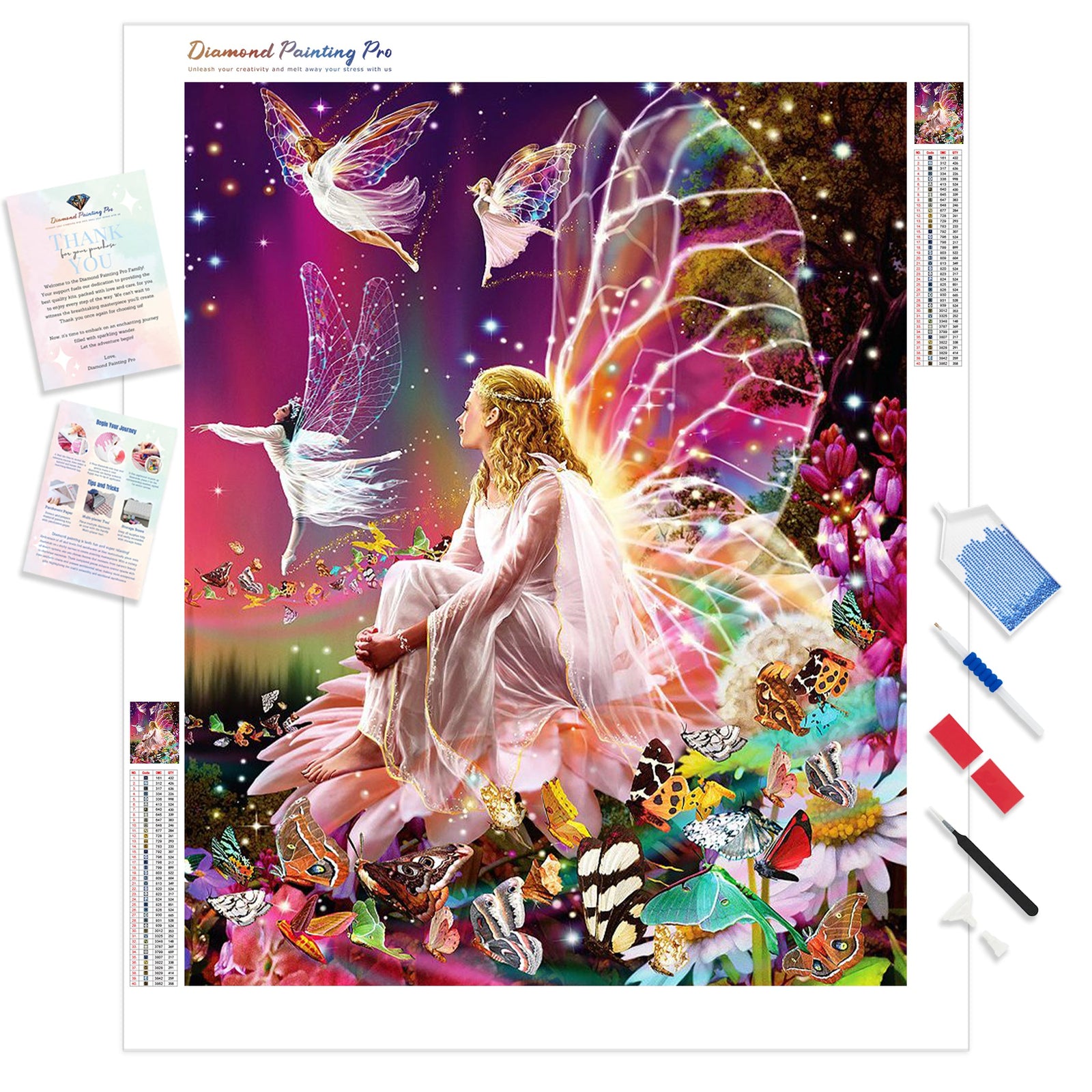 Fantasy Dream Butterfly Fairy | Diamond Painting Kit - Full Drill - Square or Round Diamonds with AB Drills Option