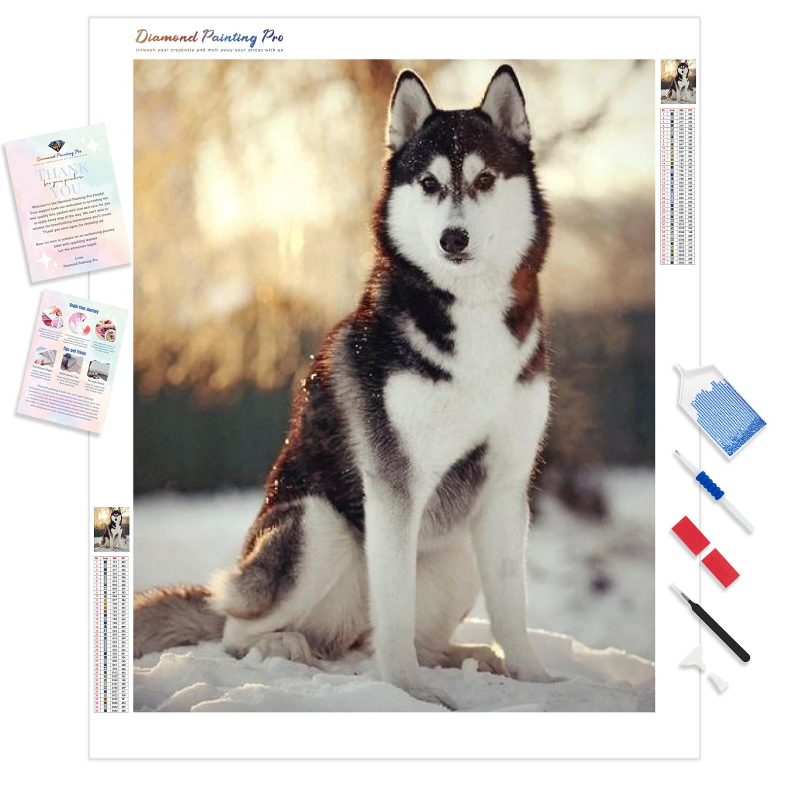 Snow Dog | Diamond Painting Kit - Full Drill - Square or Round Diamonds with AB Drills Option