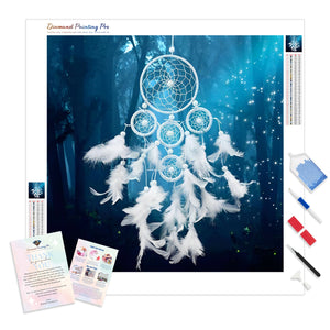 Dream Catcher White Feathers | Diamond Painting