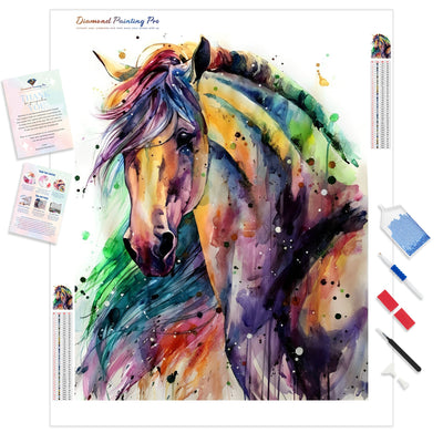 Beautiful Colorful Horse | Diamond Painting Kit - Full Drill - Square or Round Diamonds with AB Drills Option