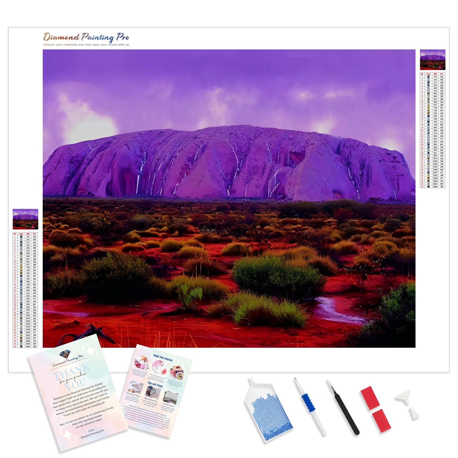 Ayers Rock Purple | Diamond Painting Kit - Full Drill - Square or Round Diamonds with AB Drills Option