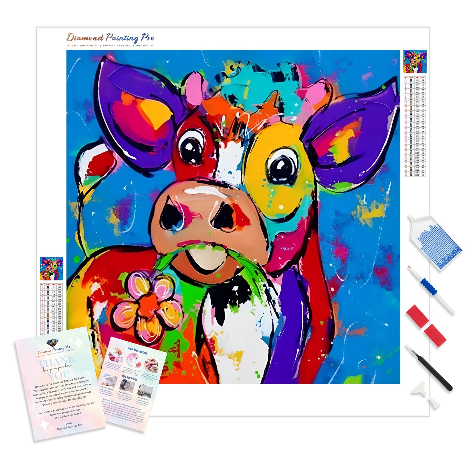 Watercolored Cow | Diamond Painting Kit - Full Drill - Square or Round Diamonds with AB Drills Option