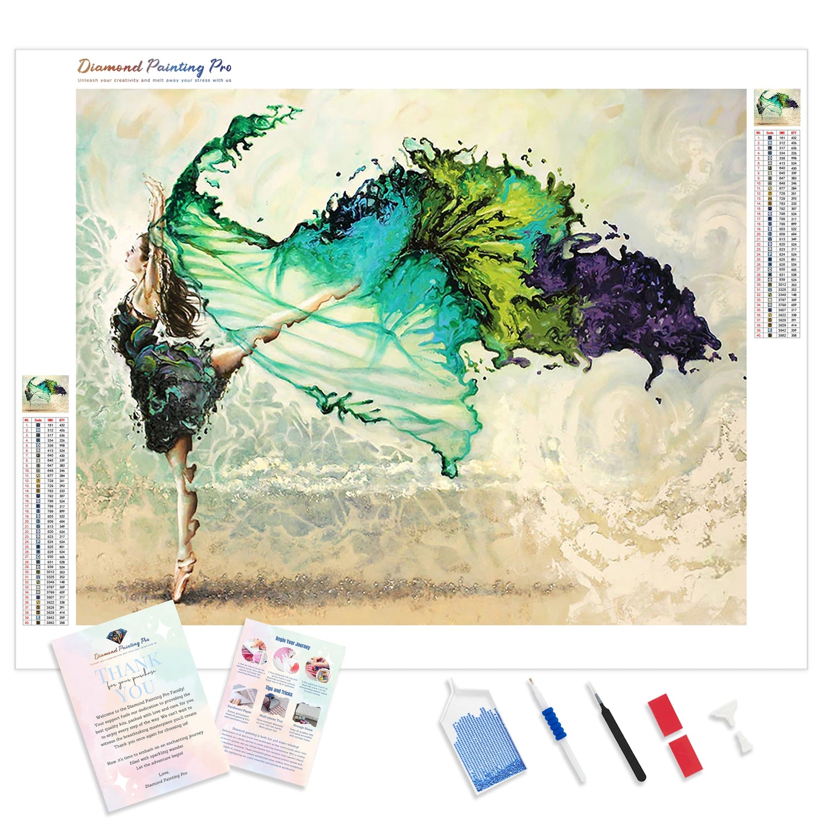 Watercolor Wonderful Dancer Girl | Diamond Painting Kit - Full Drill - Square or Round Diamonds with AB Drills Option