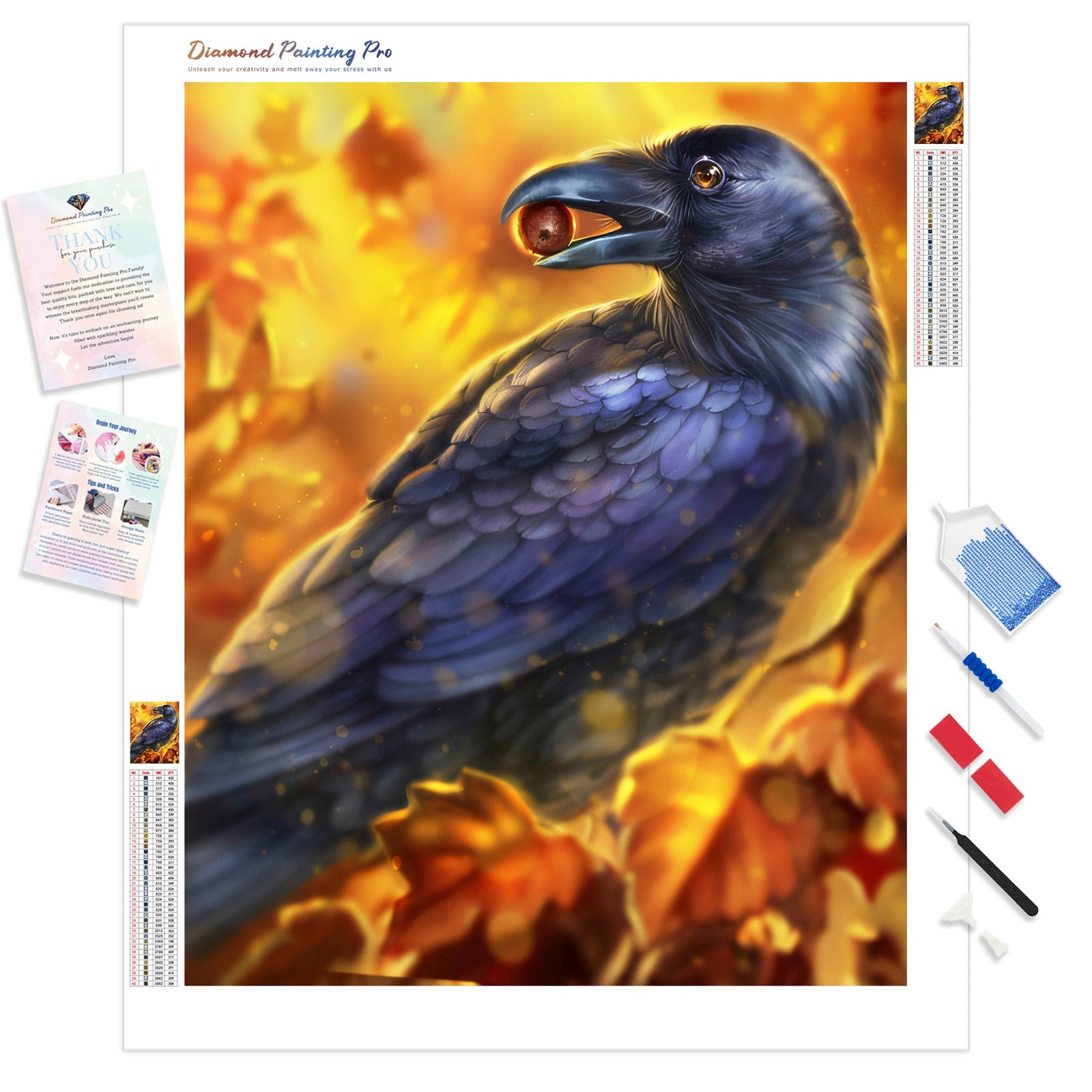 Bird Raven | Diamond Painting Kit - Full Drill - Square or Round Diamonds with AB Drills Option