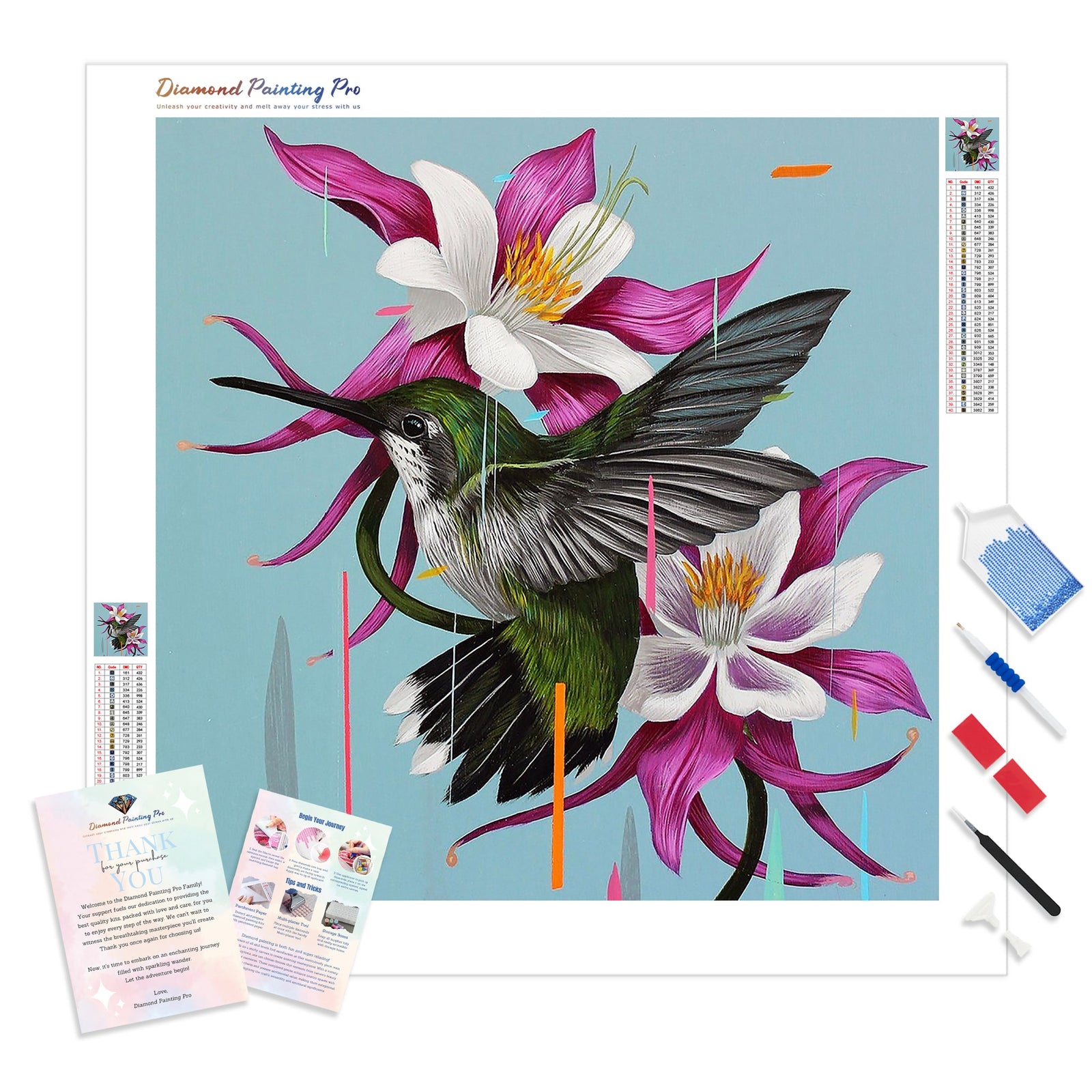 Colibri Bird | Diamond Painting Kit - Full Drill - Square or Round Diamonds with AB Drills Option