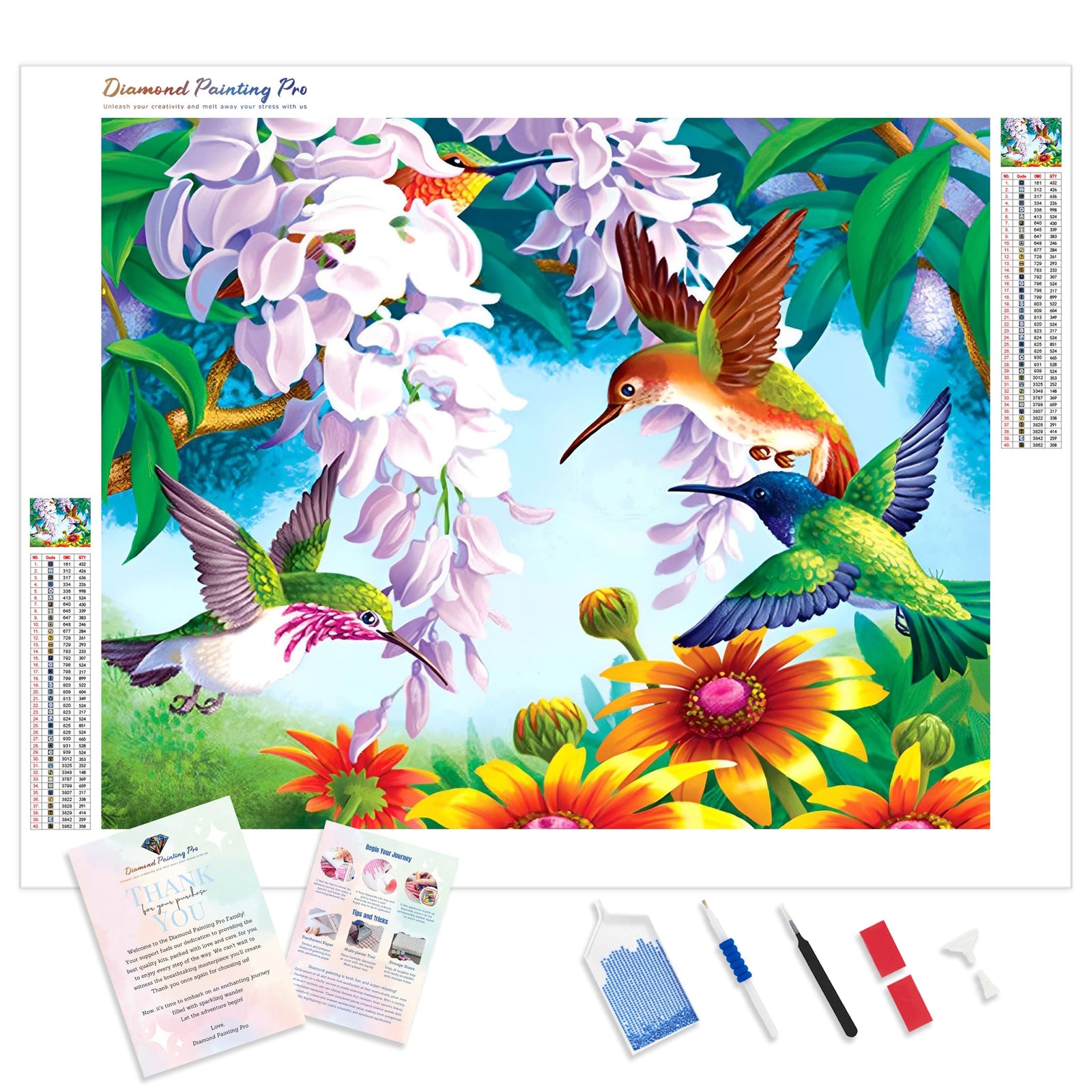 Hummingbird Flowers | Diamond Painting Kit - Full Drill - Square or Round Diamonds with AB Drills Option