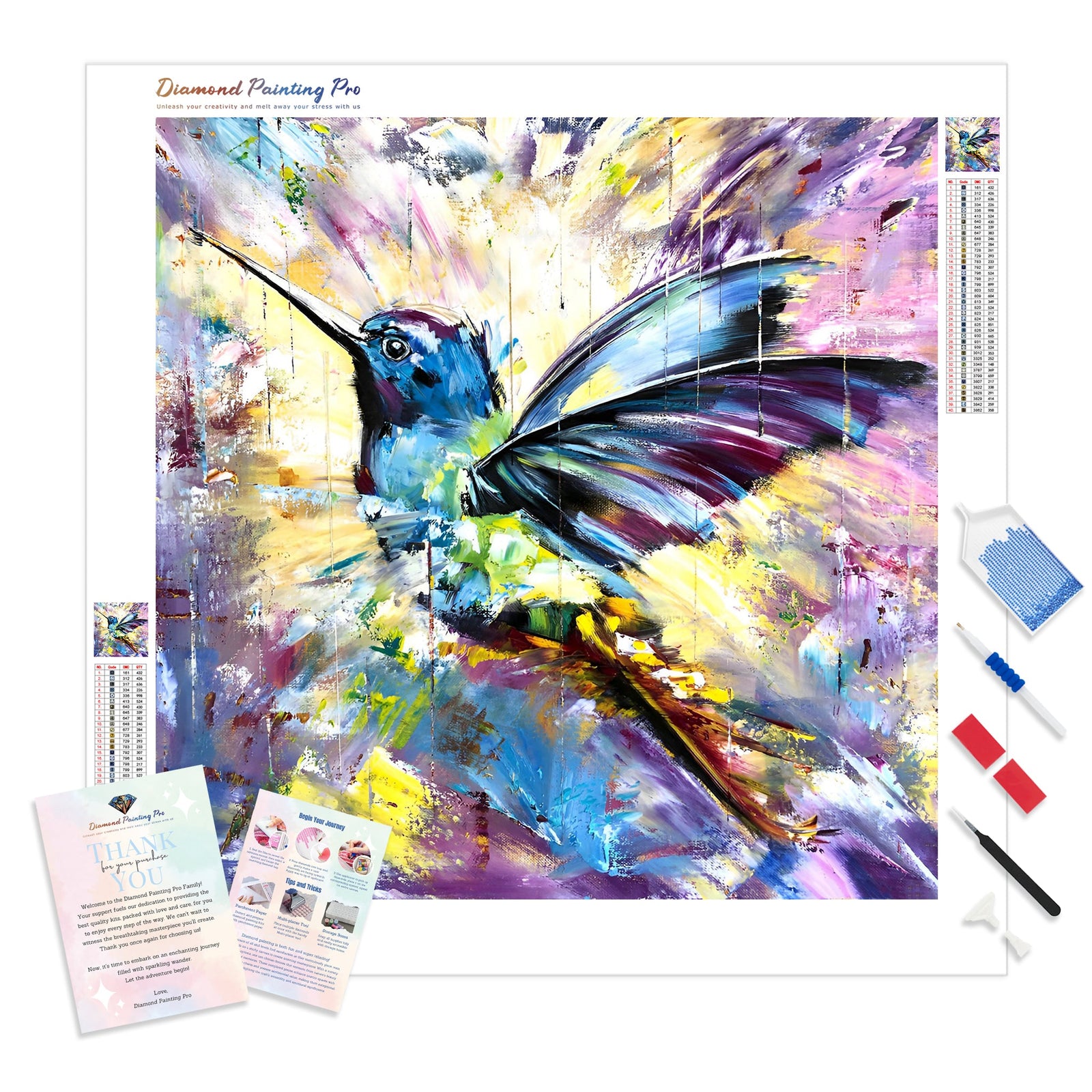 Hummingbird Modern | Diamond Painting Kit - Full Drill - Square or Round Diamonds with AB Drills Option