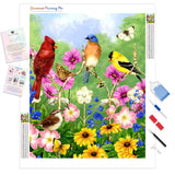 Spring Birds Flowers | Diamond Painting Kit - Full Drill - Square or Round Diamonds with AB Drills Option