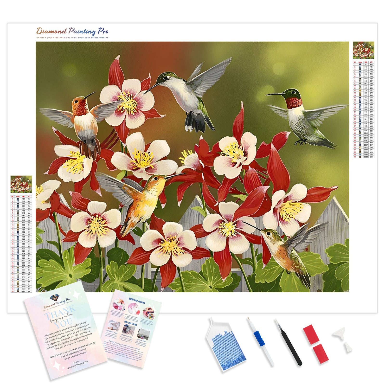 Hummingbird Fellowship | Diamond Painting Kit - Full Drill - Square or Round Diamonds with AB Drills Option