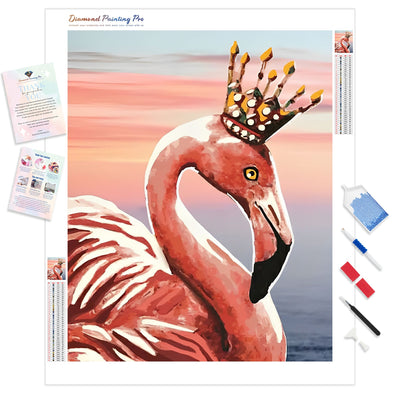 Crowned Flamingos | Diamond Painting Kit - Full Drill - Square or Round Diamonds with AB Drills Option