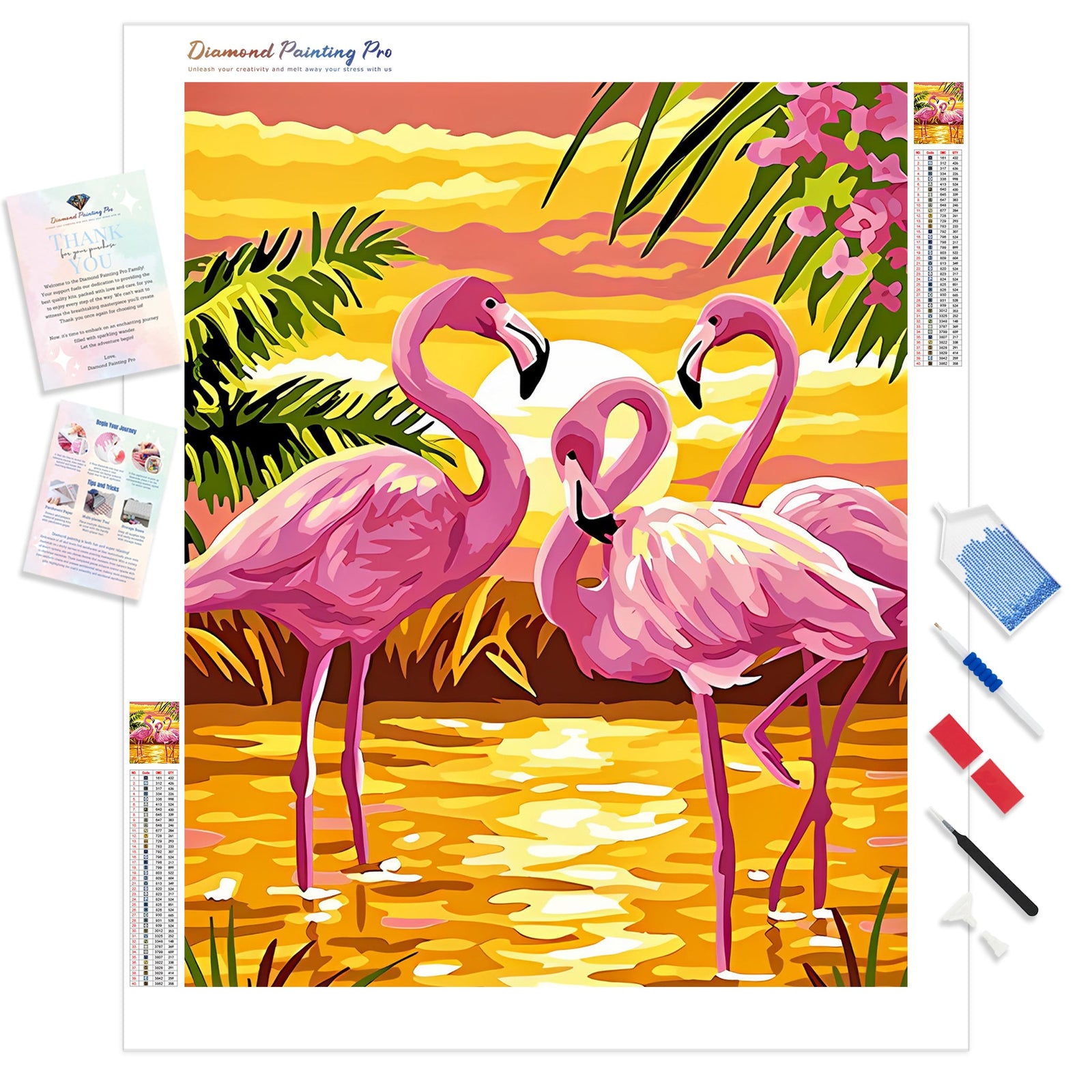 Flamingos Paradise | Diamond Painting Kit - Full Drill - Square or Round Diamonds with AB Drills Option