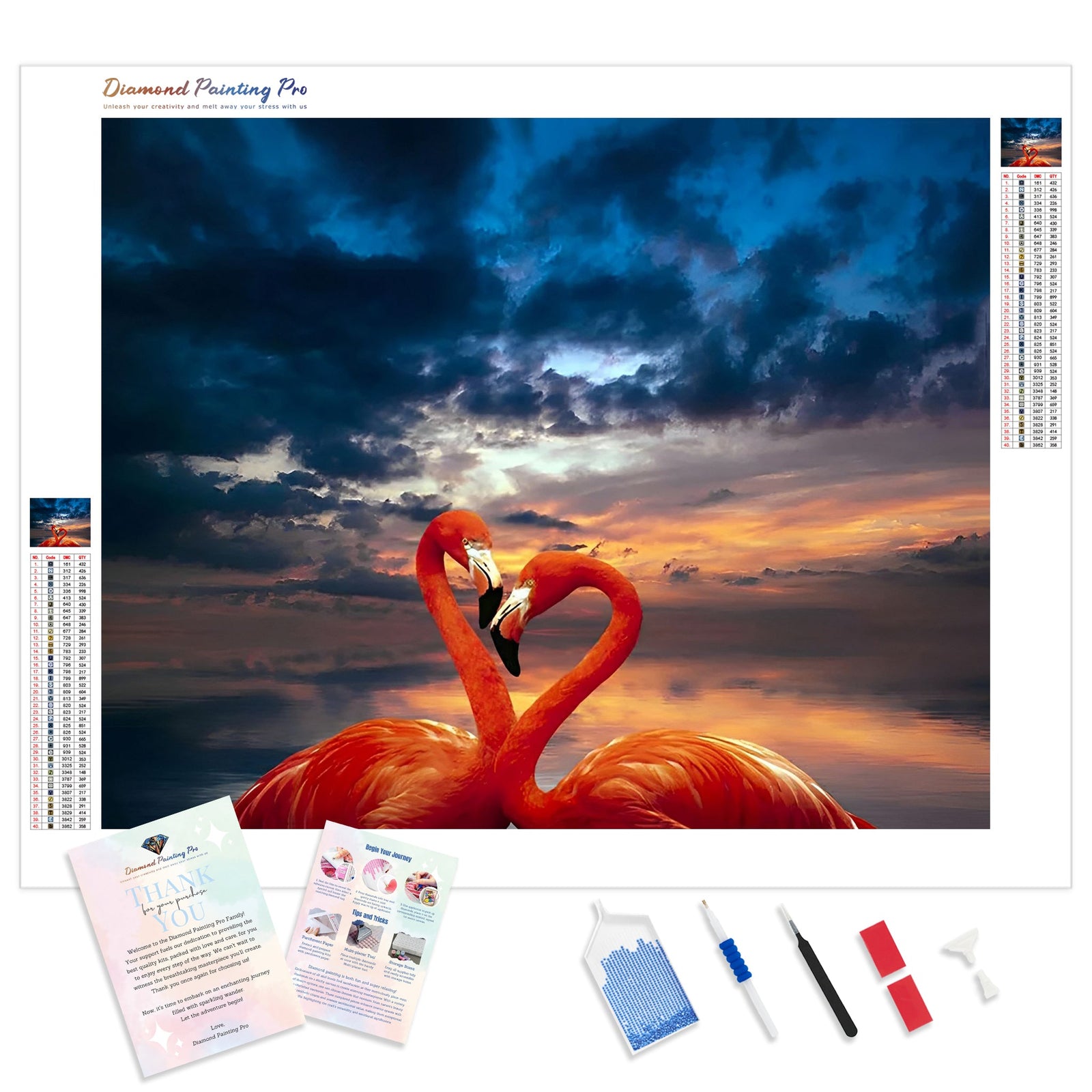 Flamingo at Sunset | Diamond Painting Kit - Full Drill - Square or Round Diamonds with AB Drills Option