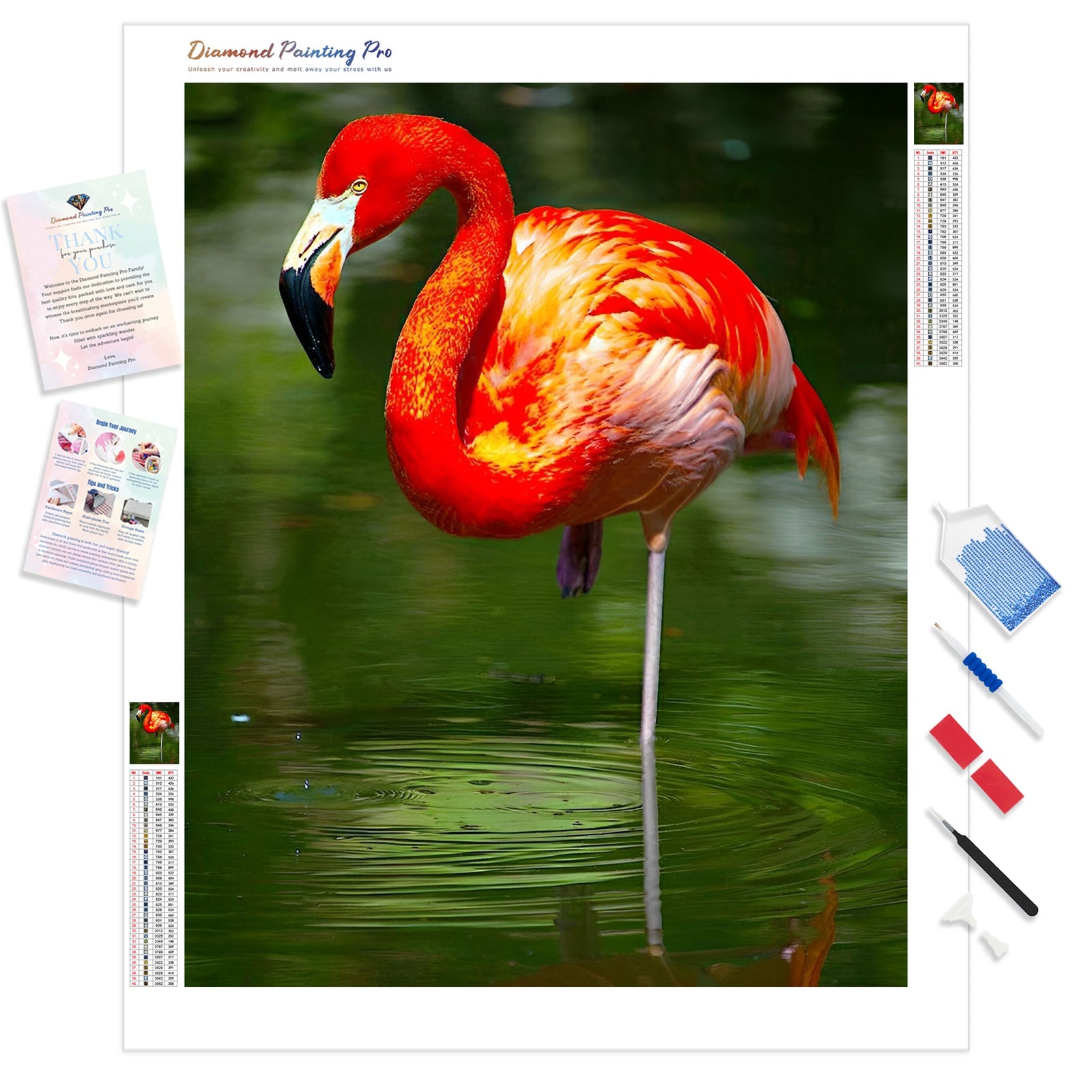 Flamingo Reflection | Diamond Painting Kit - Full Drill - Square or Round Diamonds with AB Drills Option