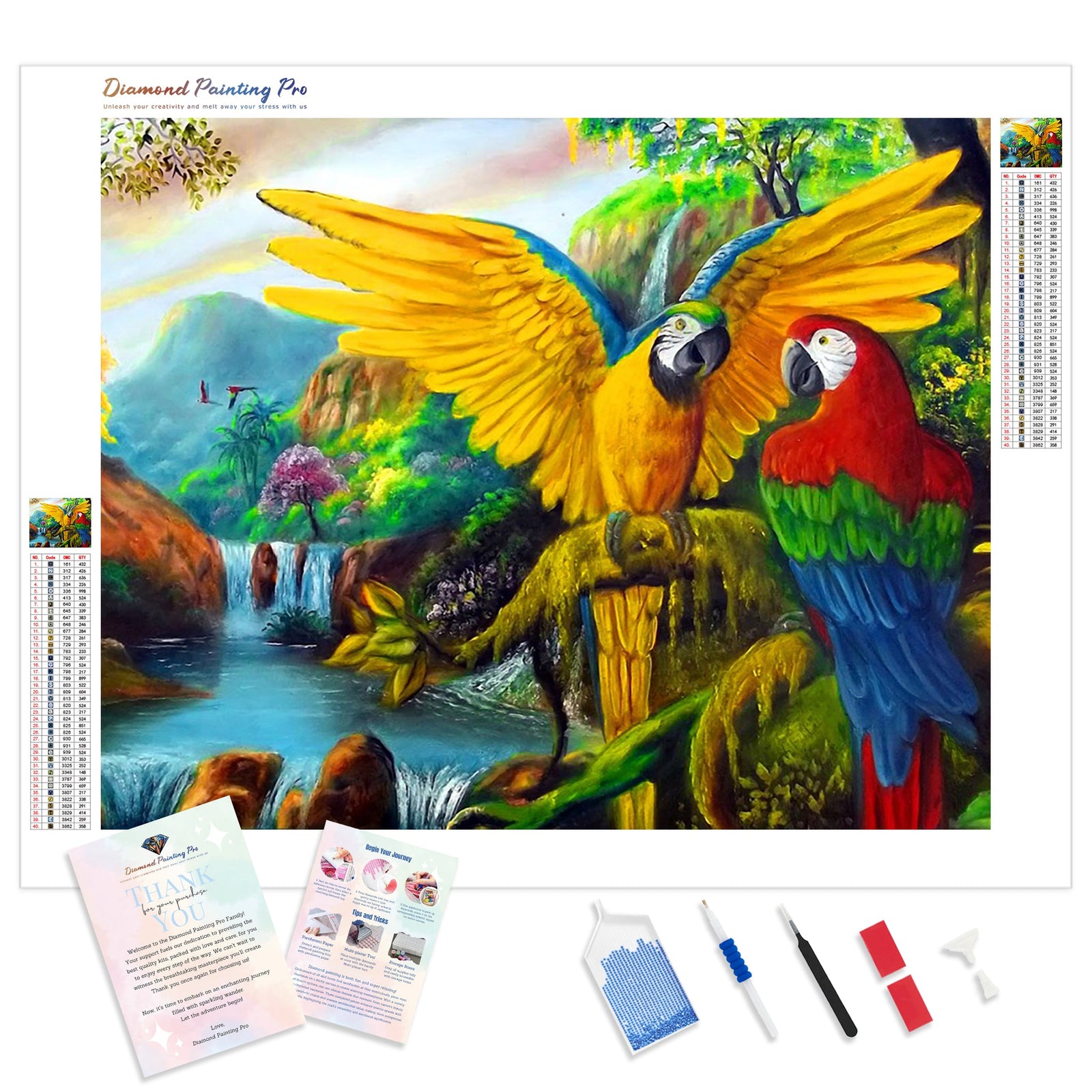 Parrots | Diamond Painting Kit - Full Drill - Square or Round Diamonds with AB Drills Option