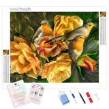 Roses and Birds | Diamond Painting Kit - Full Drill - Square or Round Diamonds with AB Drills Option