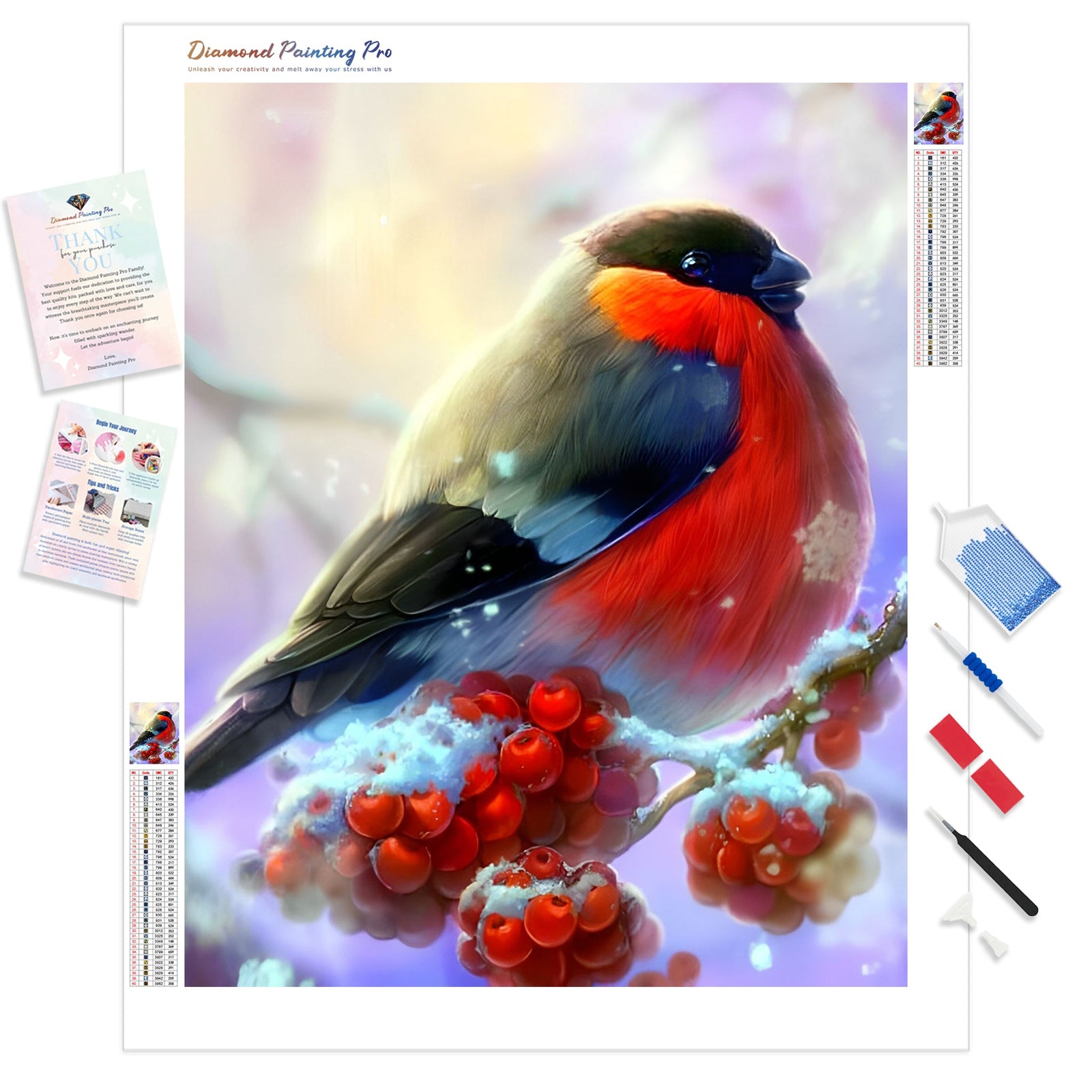 Winter Bird | Diamond Painting Kit - Full Drill - Square or Round Diamonds with AB Drills Option