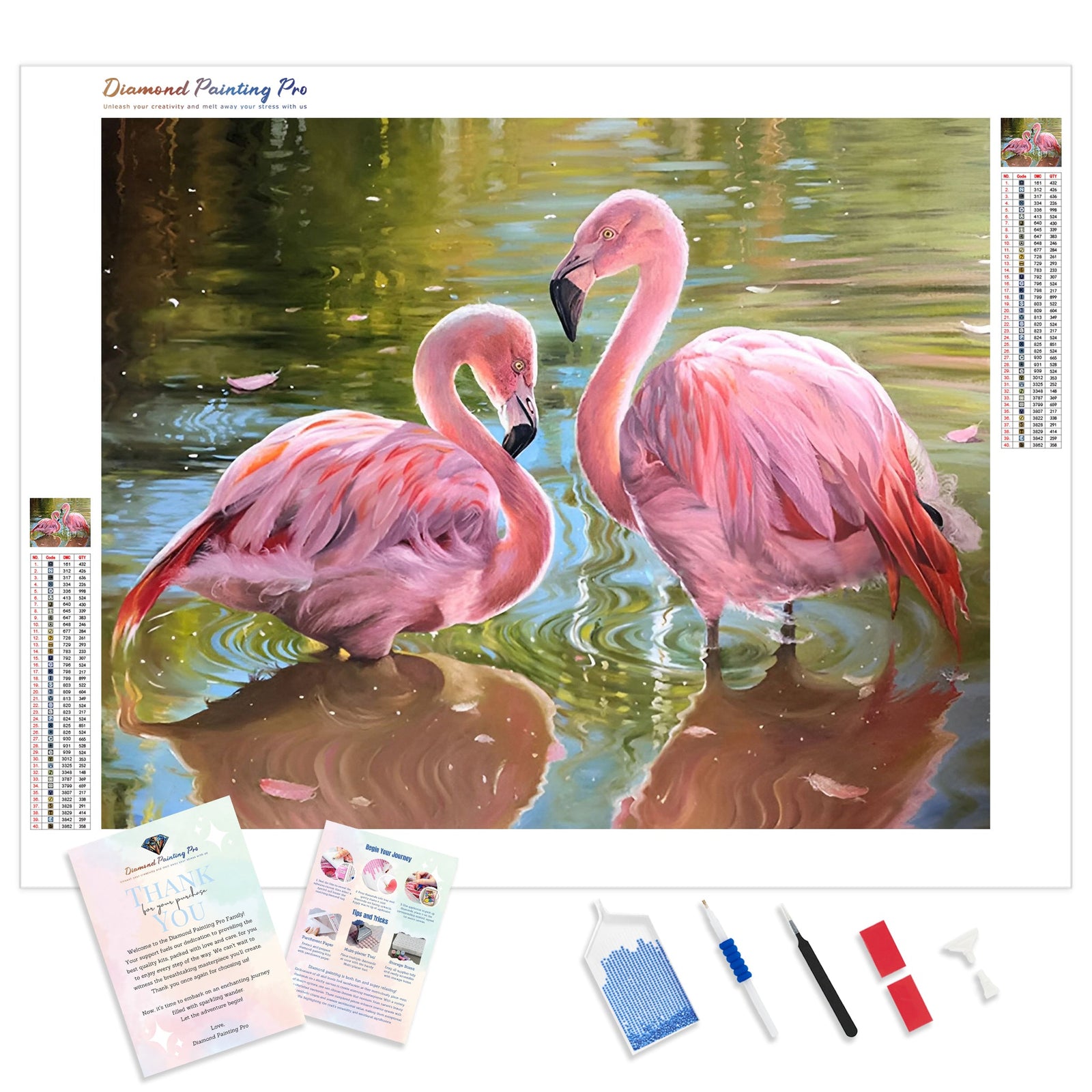 Flamingo on lake | Diamond Painting Kit - Full Drill - Square or Round Diamonds with AB Drills Option