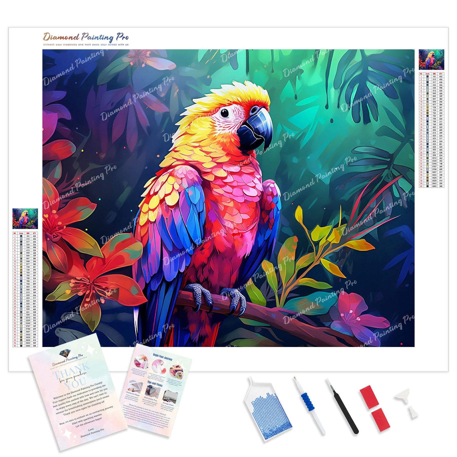 Parrot Dreamscape | Diamond Painting Kit - Full Drill - Square or Round Diamonds with AB Drills Option