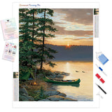 Boats With Sunset | Diamond Painting Kit - Full Drill - Square or Round Diamonds with AB Drills Option