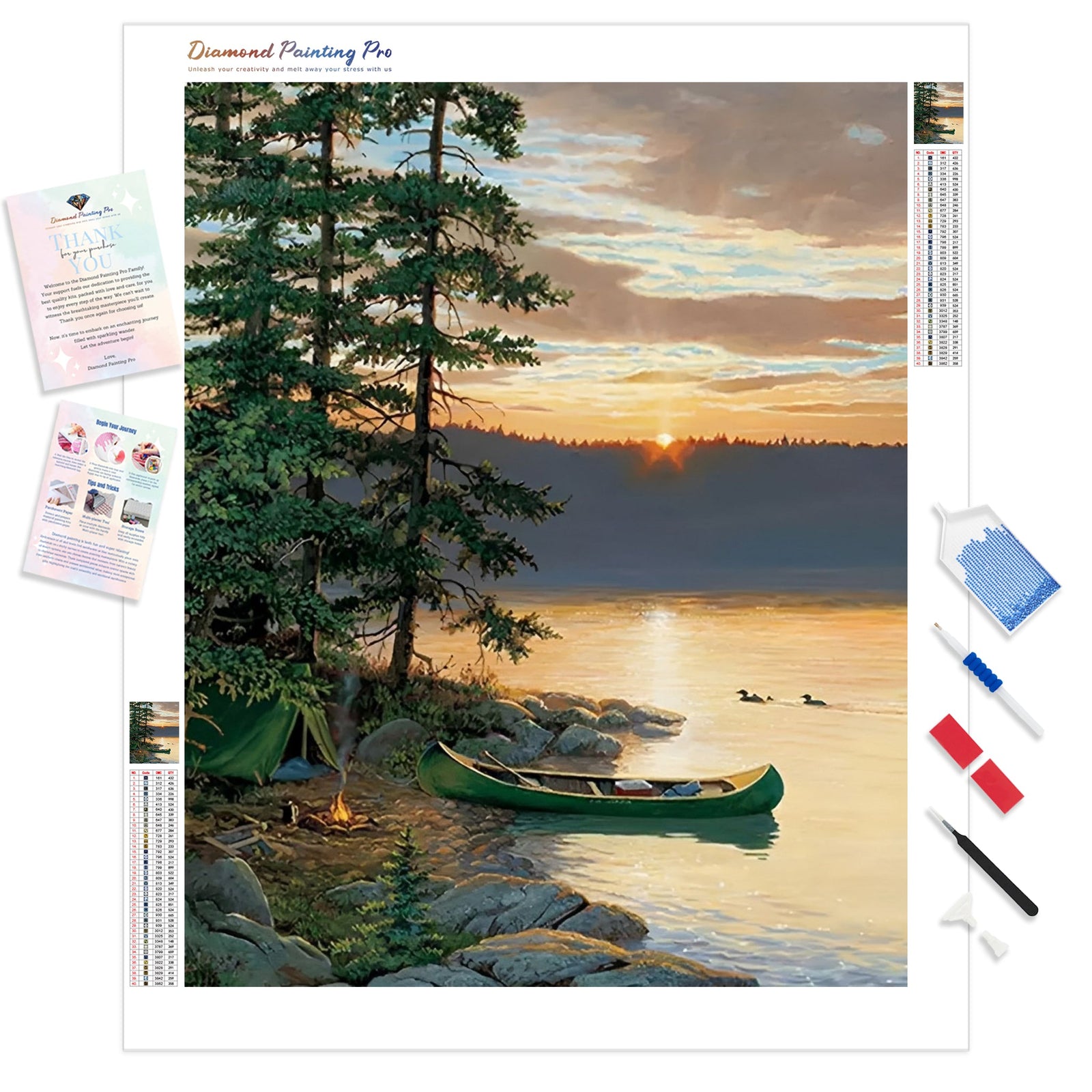 Boats With Sunset | Diamond Painting Kit - Full Drill - Square or Round Diamonds with AB Drills Option